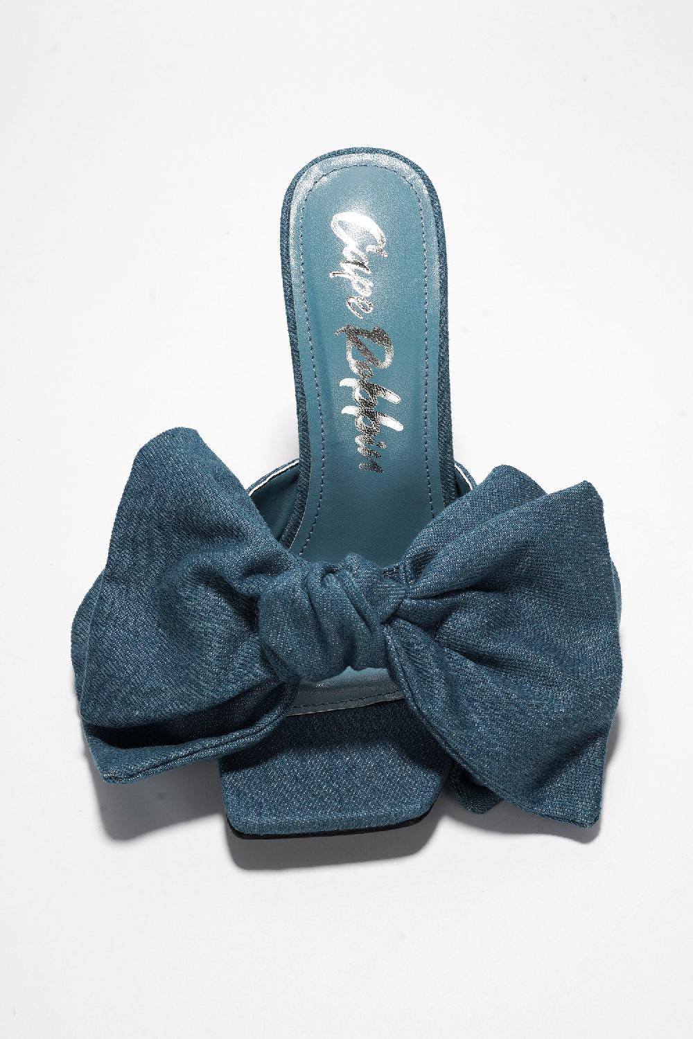 Cape Robbin Rhianna Chic Bow Stiletto Heels - Denim