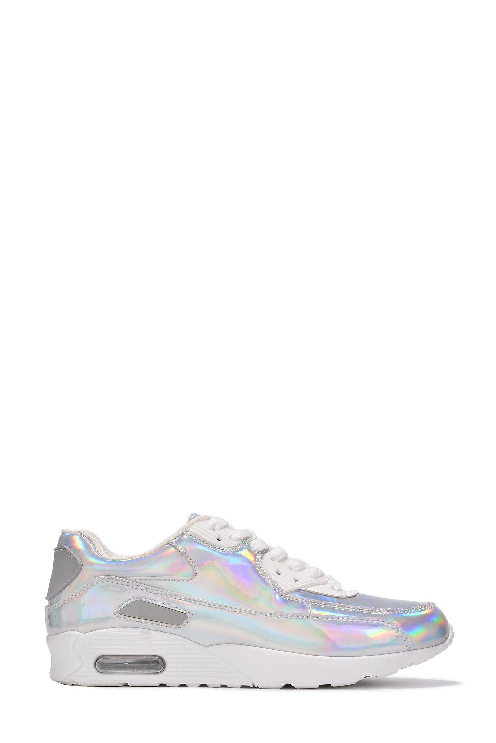 Cape Robbin Selene Lace Up Vamp Flat Sneakers - Holo