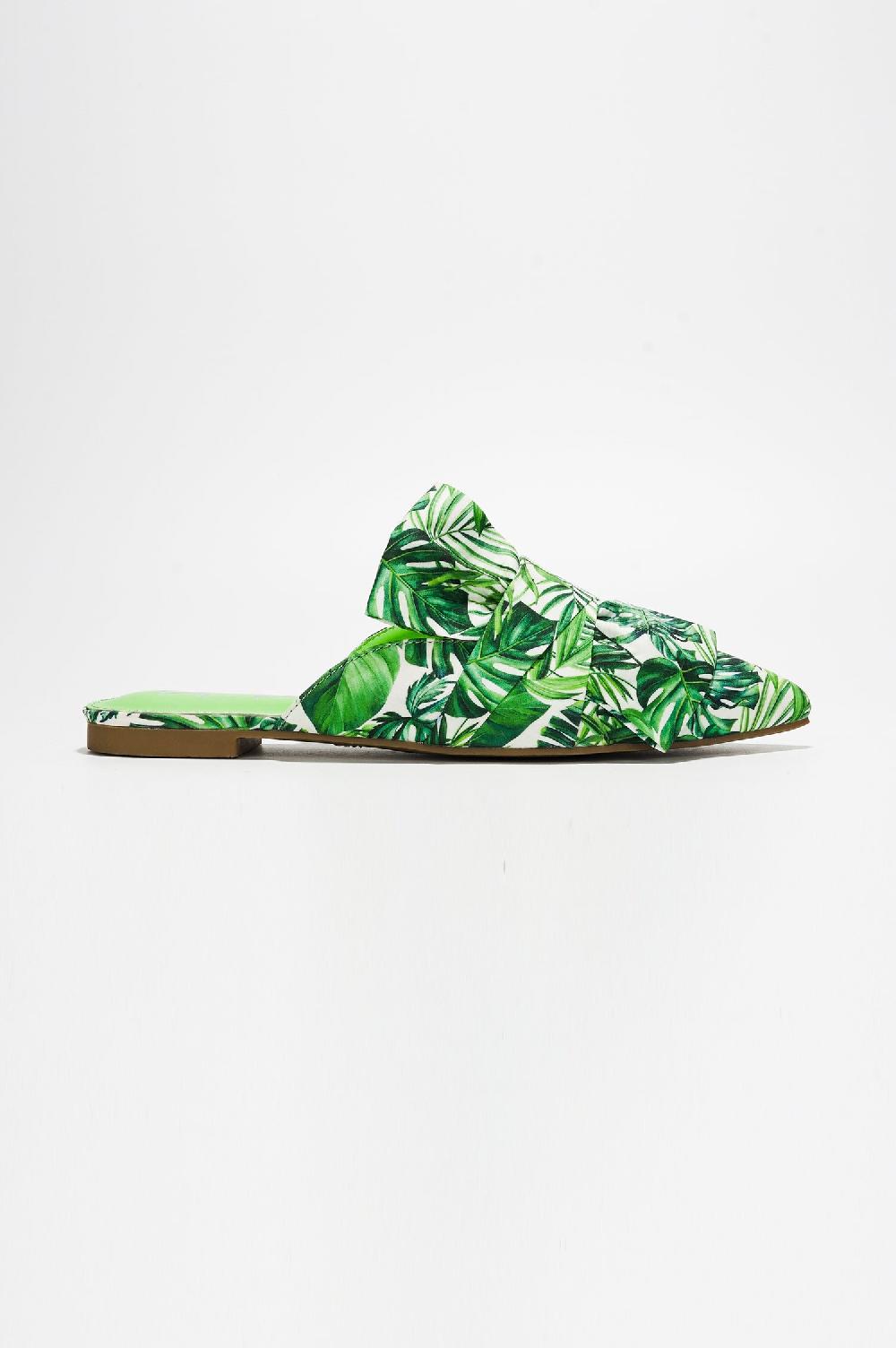 Cape Robbin Carolyn Knot Slip On Point Toe Flat Mules - Green