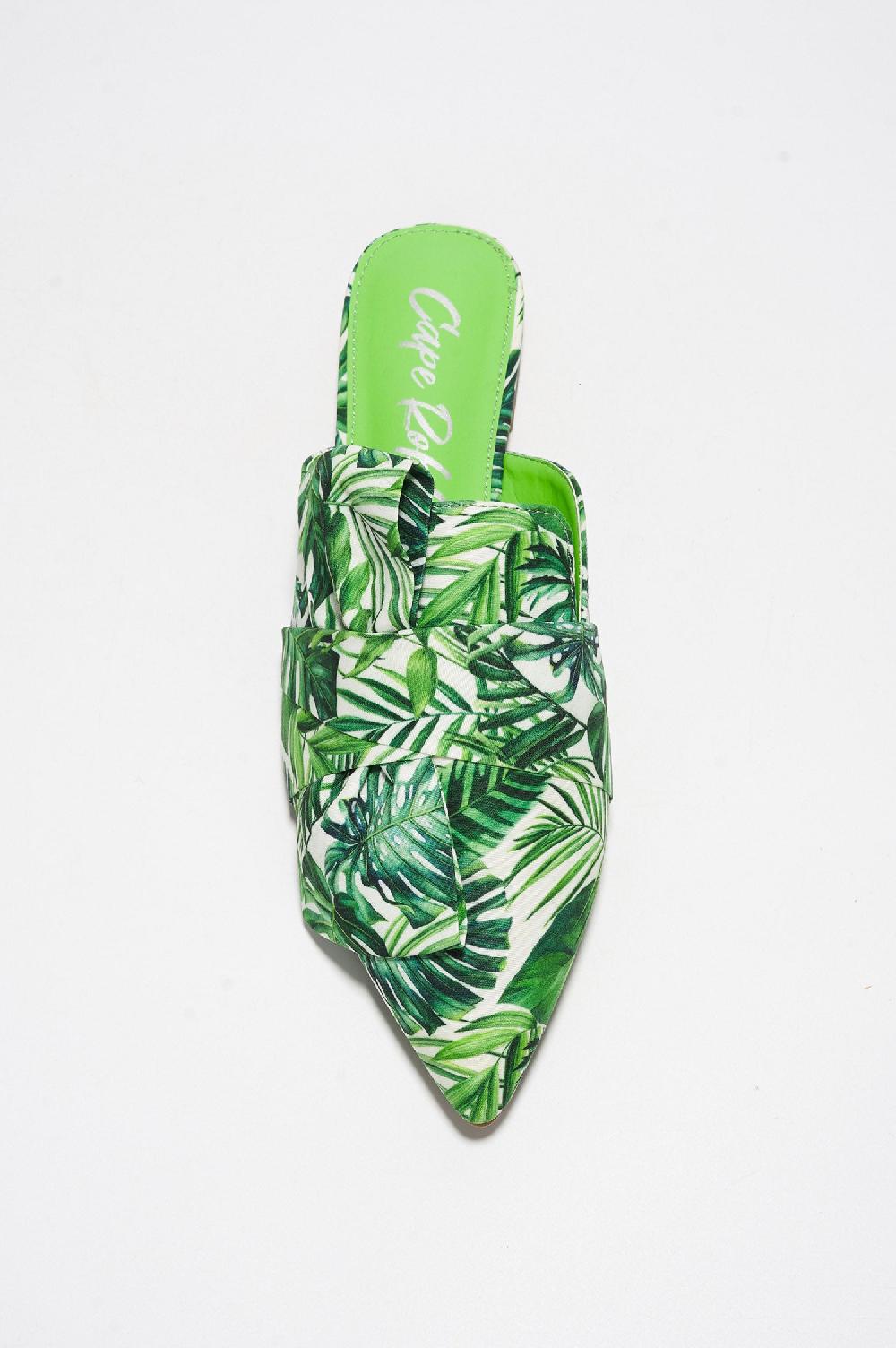 Cape Robbin Carolyn Knot Slip On Point Toe Flat Mules - Green