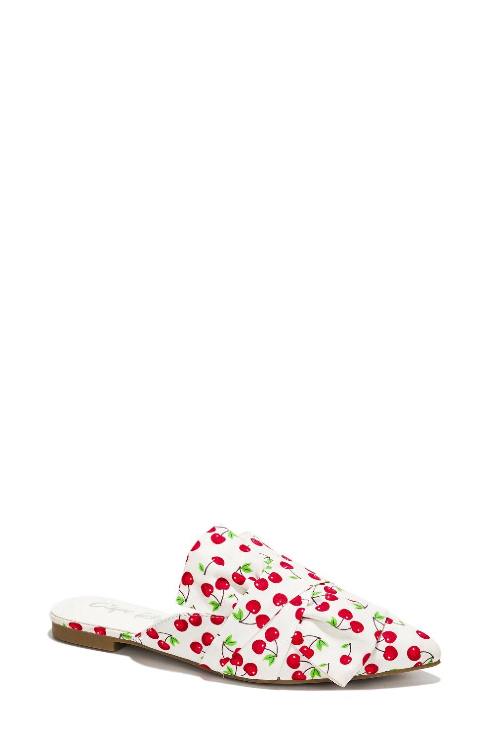 Cape Robbin Carolyn Knot Slip On Point Toe Flat Mules - White