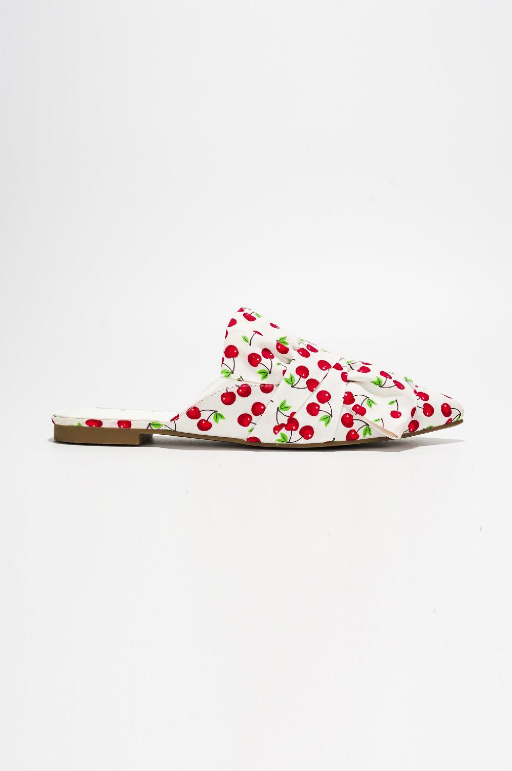 Cape Robbin Carolyn Knot Slip On Point Toe Flat Mules - White