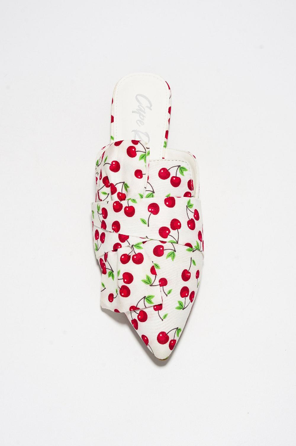 Cape Robbin Carolyn Knot Slip On Point Toe Flat Mules - White