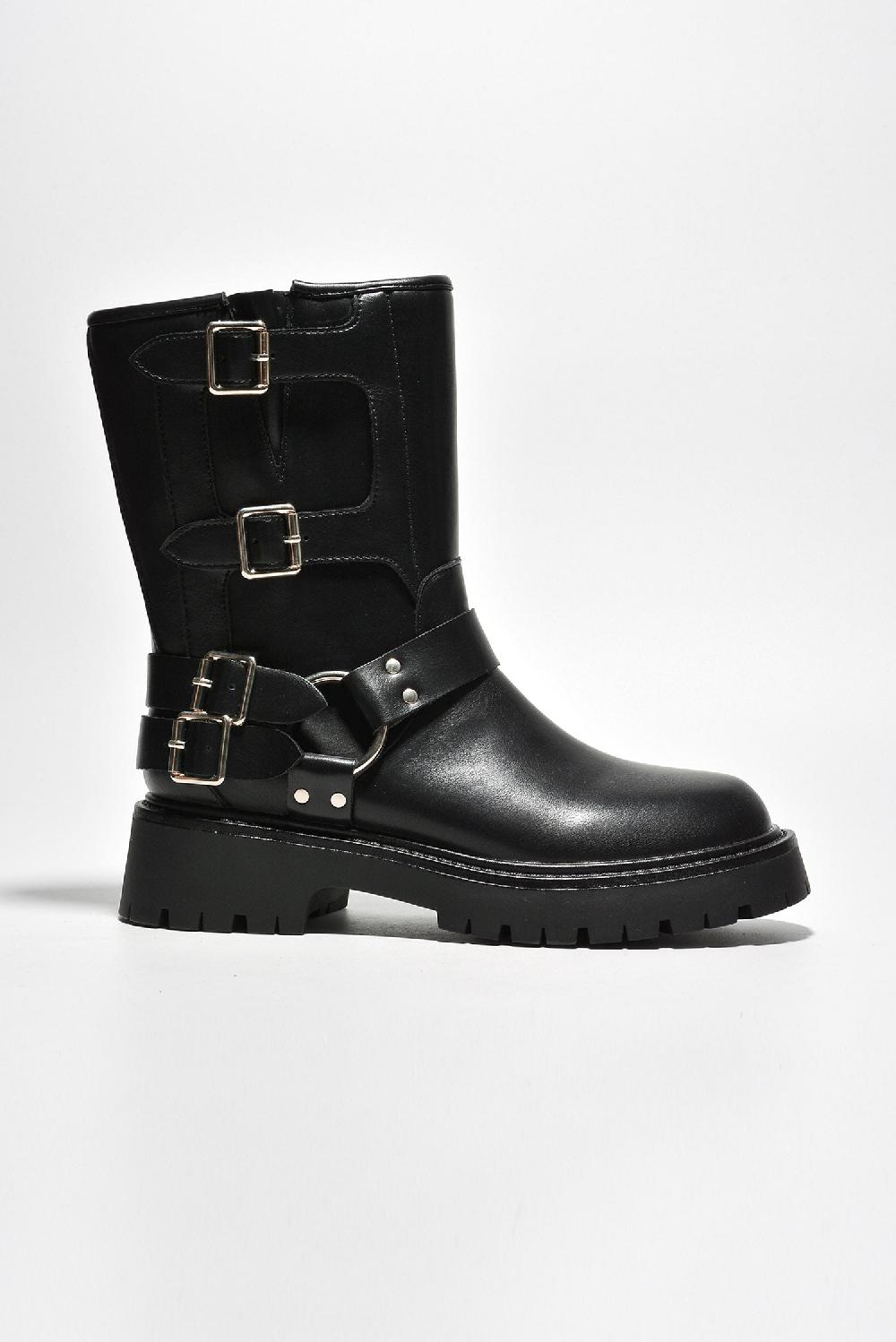 Cape Robbin Cordova Buckle Block Heel Ankle Booties - Black