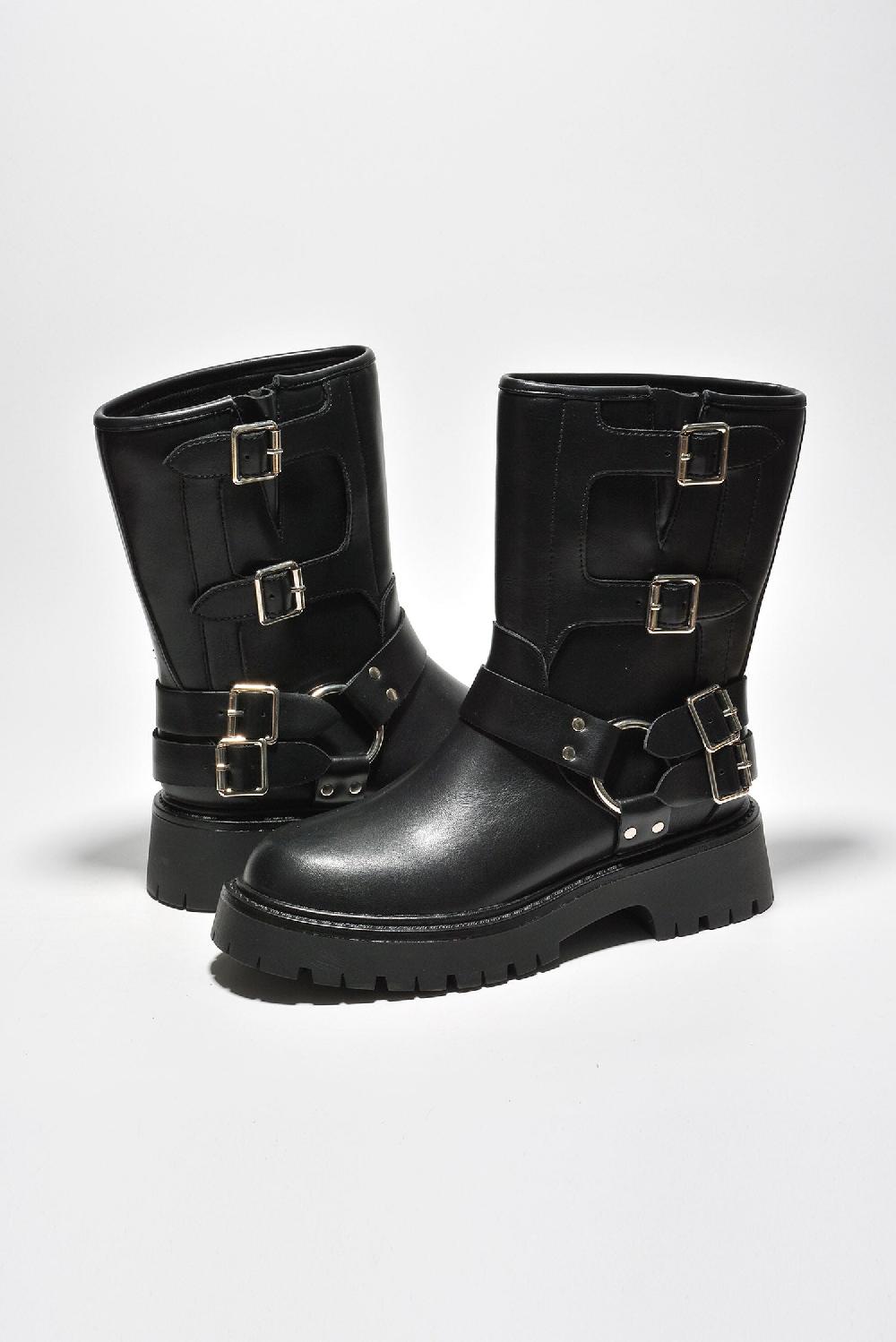 Cape Robbin Cordova Buckle Block Heel Ankle Booties - Black