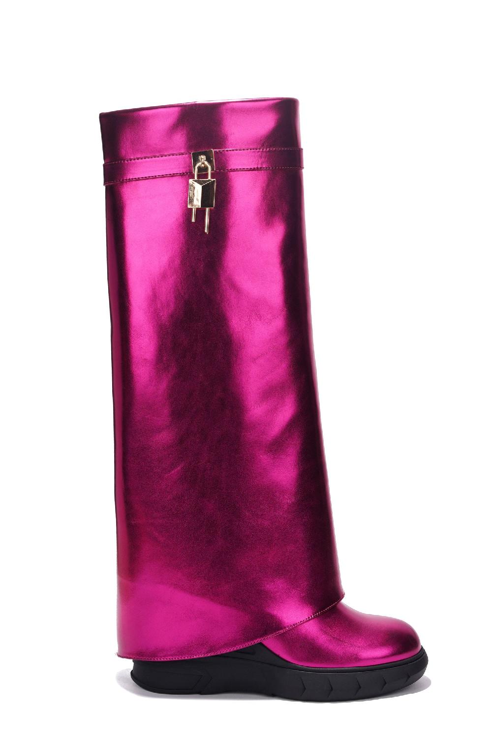Cape Robbin Darin Round Toe Knee-High Platform Boots - Pink