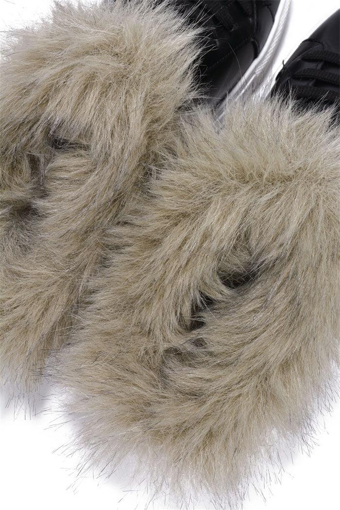 Cape Robbin Denice Round Toe Slip On Fur Sneakers - Black