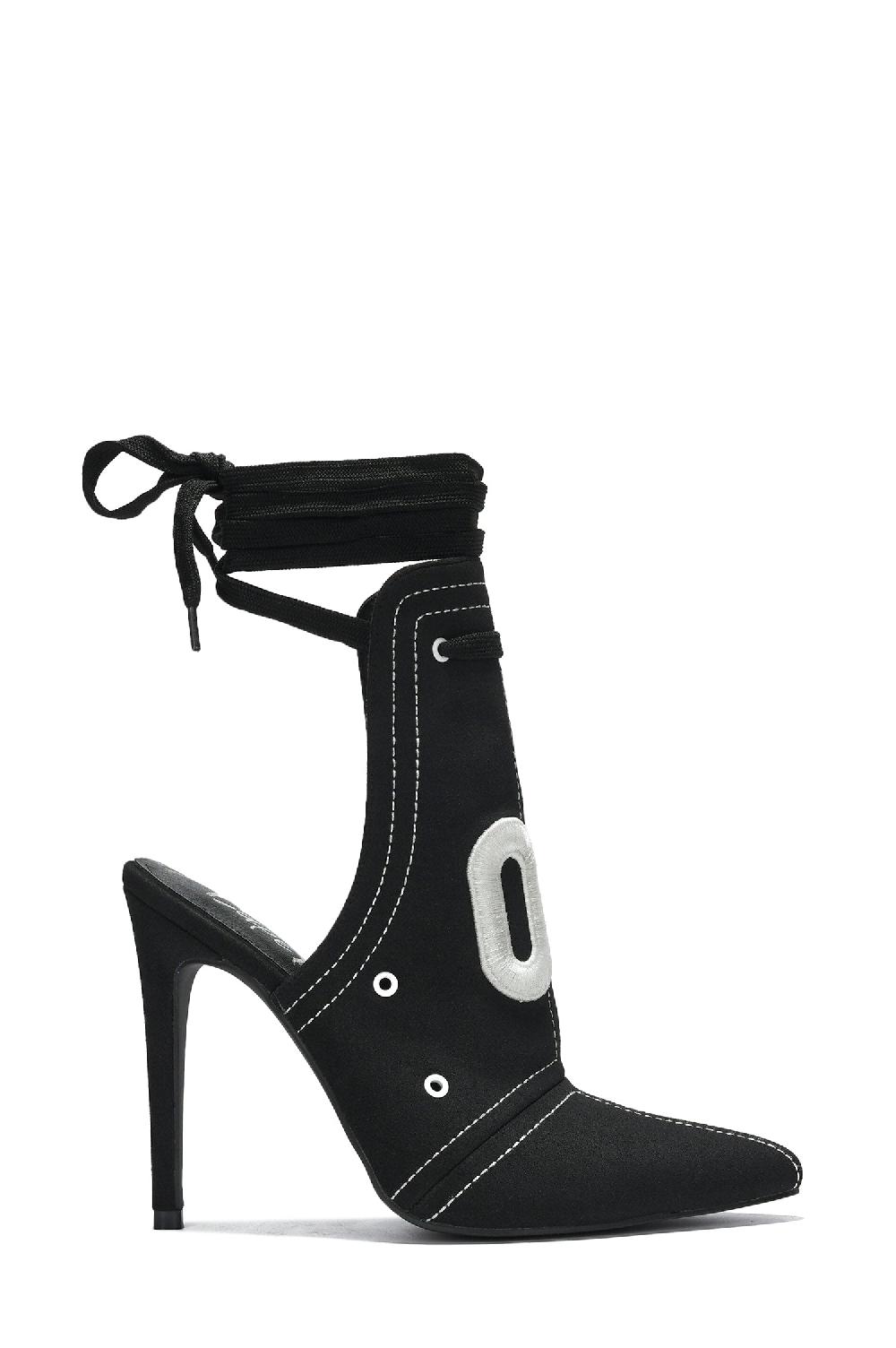 Cape Robbin Dorette Lace-up Pointy Toe Stiletto Heels - Black