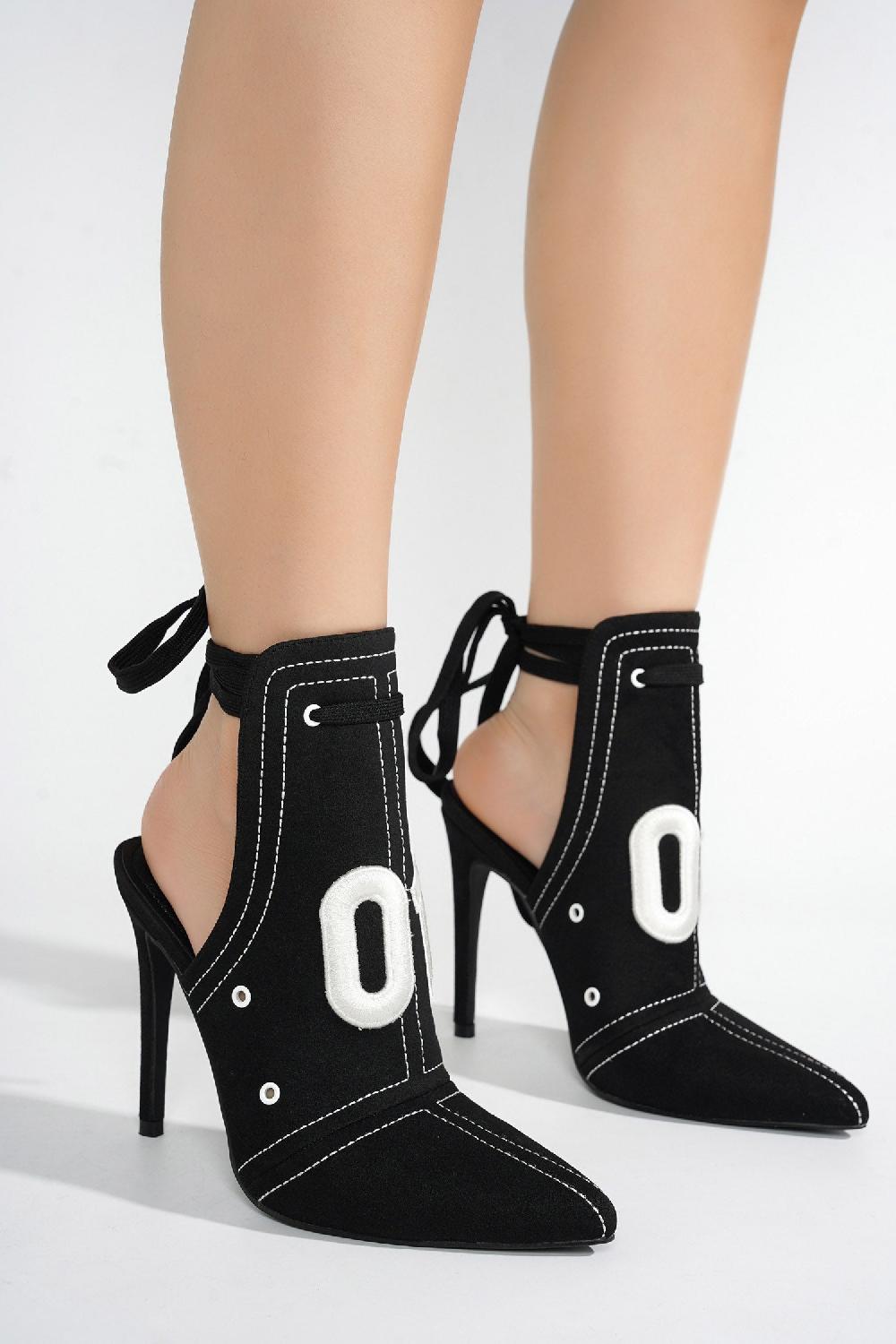 Cape Robbin Dorette Lace-up Pointy Toe Stiletto Heels - Black