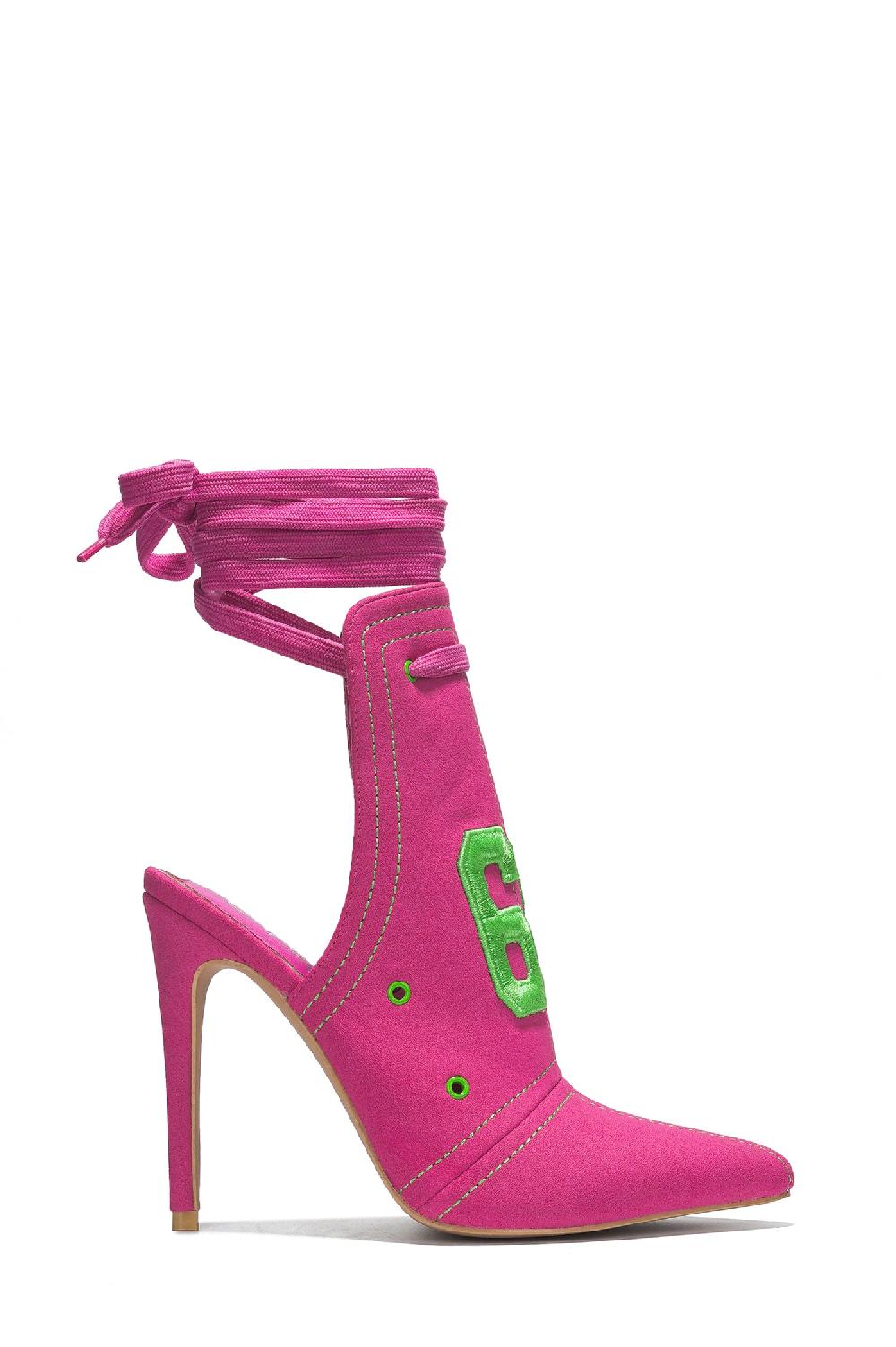 Cape Robbin Dorette Lace-up Pointy Toe Stiletto Heels - Fuchsia