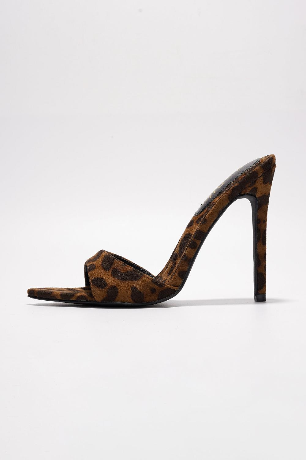 Cape Robbin Dulcea Animal Print Slip-on Pointed High Heel Sandals - Leopard