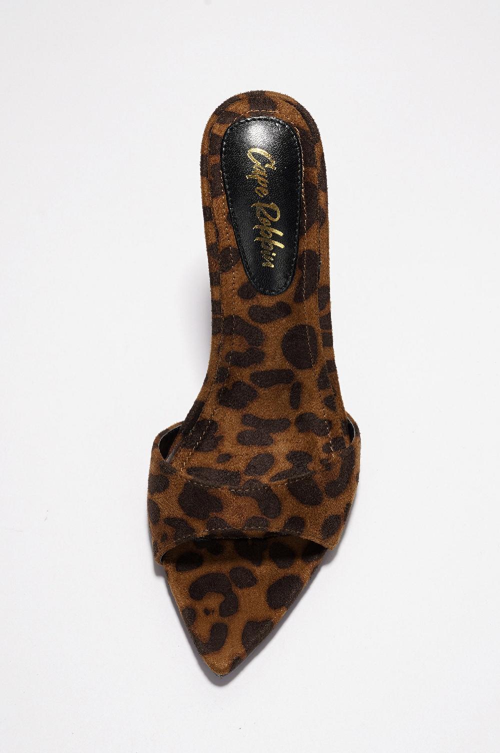 Cape Robbin Dulcea Animal Print Slip-on Pointed High Heel Sandals - Leopard