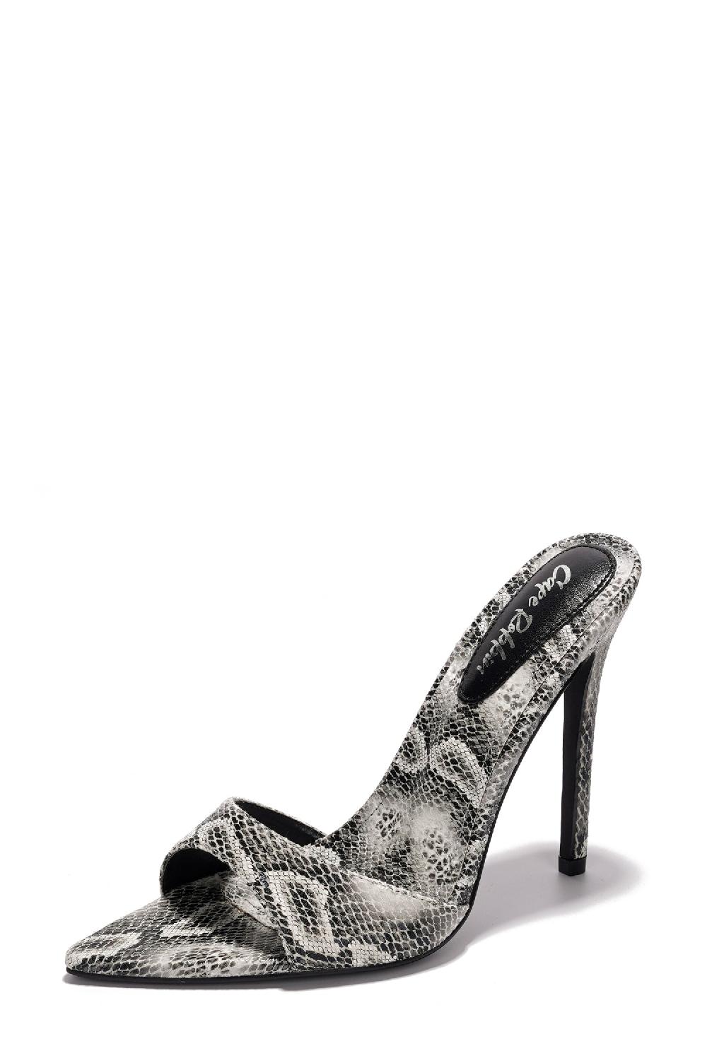 Cape Robbin Dulcea Animal Print Slip-on Pointed High Heel Sandals - Snake