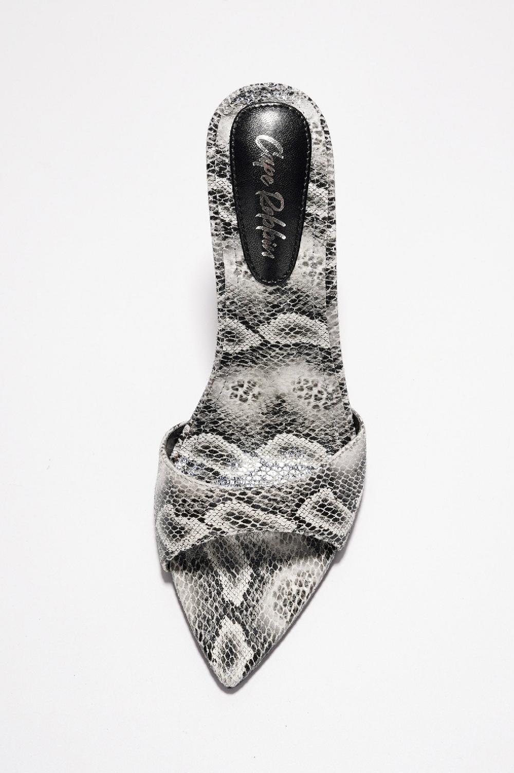 Cape Robbin Dulcea Animal Print Slip-on Pointed High Heel Sandals - Snake