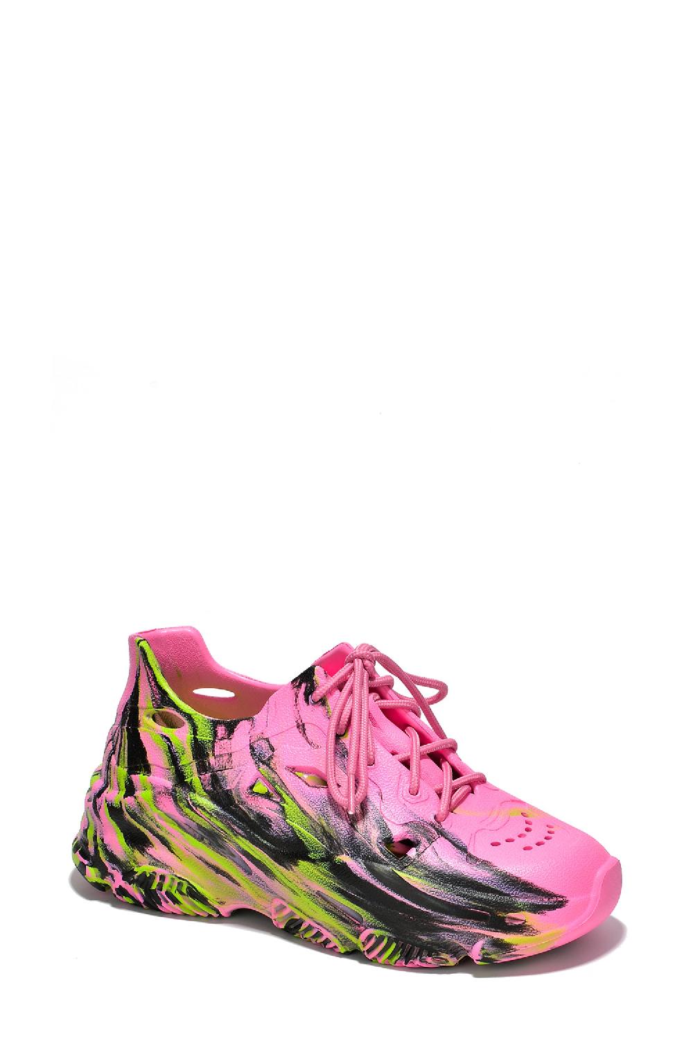 Cape Robbin Elin Low Cut Lug Sole Chunky Sneakers - Print