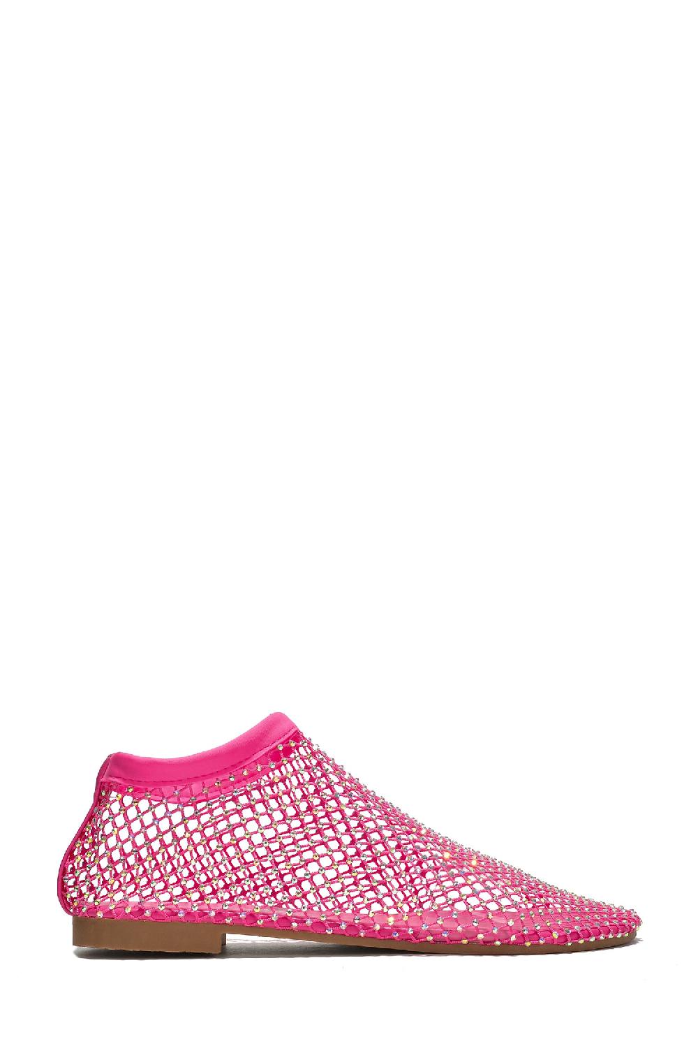 Cape Robbin Fantasia Rhinestone Mesh Flat Sandals - Pink