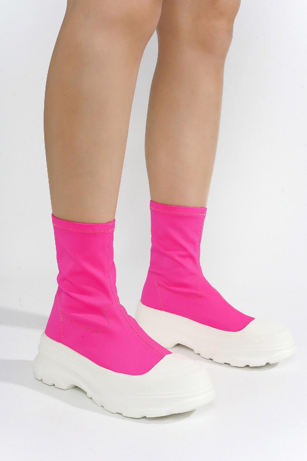 Cape Robbin Gig Chunky Lug Stretchy High Top Sneakers - Pink