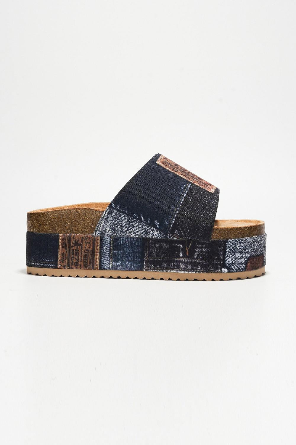 Cape Robbin Hacha Garden Party Flatform Sandals - Denim