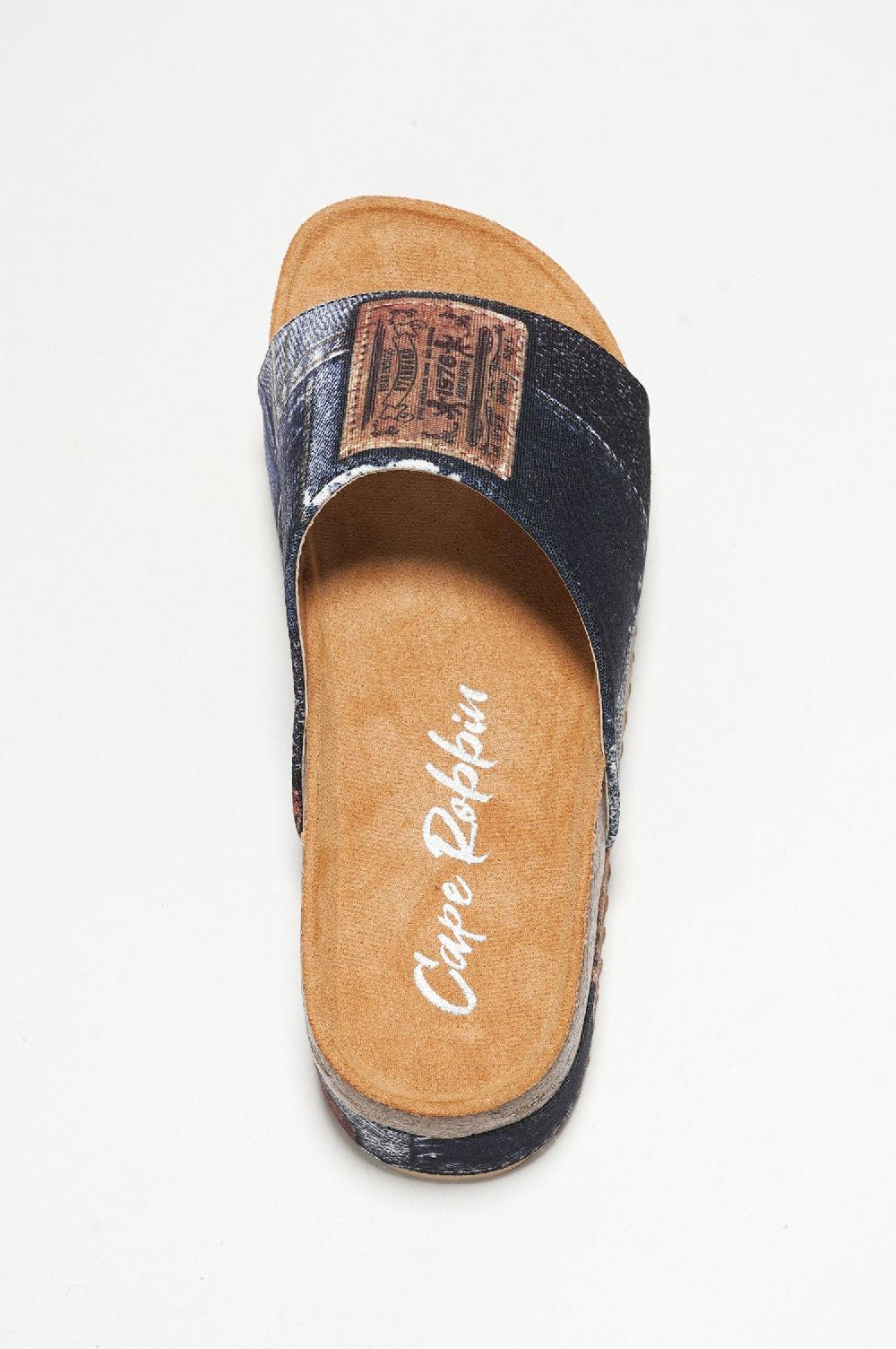 Cape Robbin Hacha Garden Party Flatform Sandals - Denim