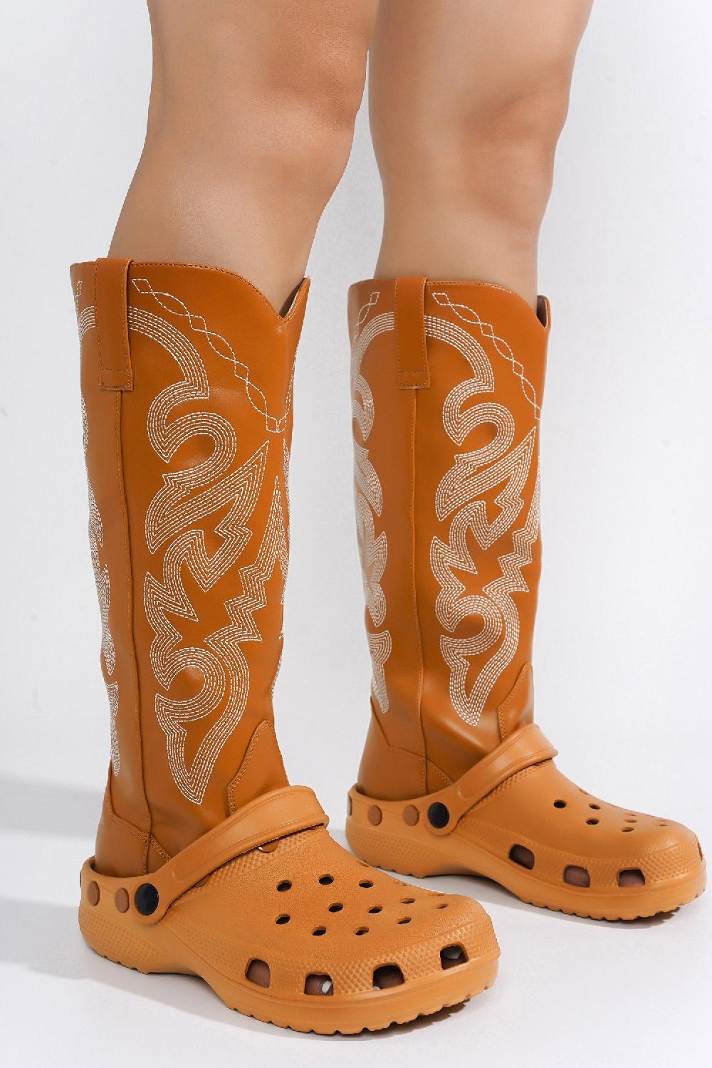 Cape Robbin Haria Western-Inspired Garden Sandal Boots - Tan