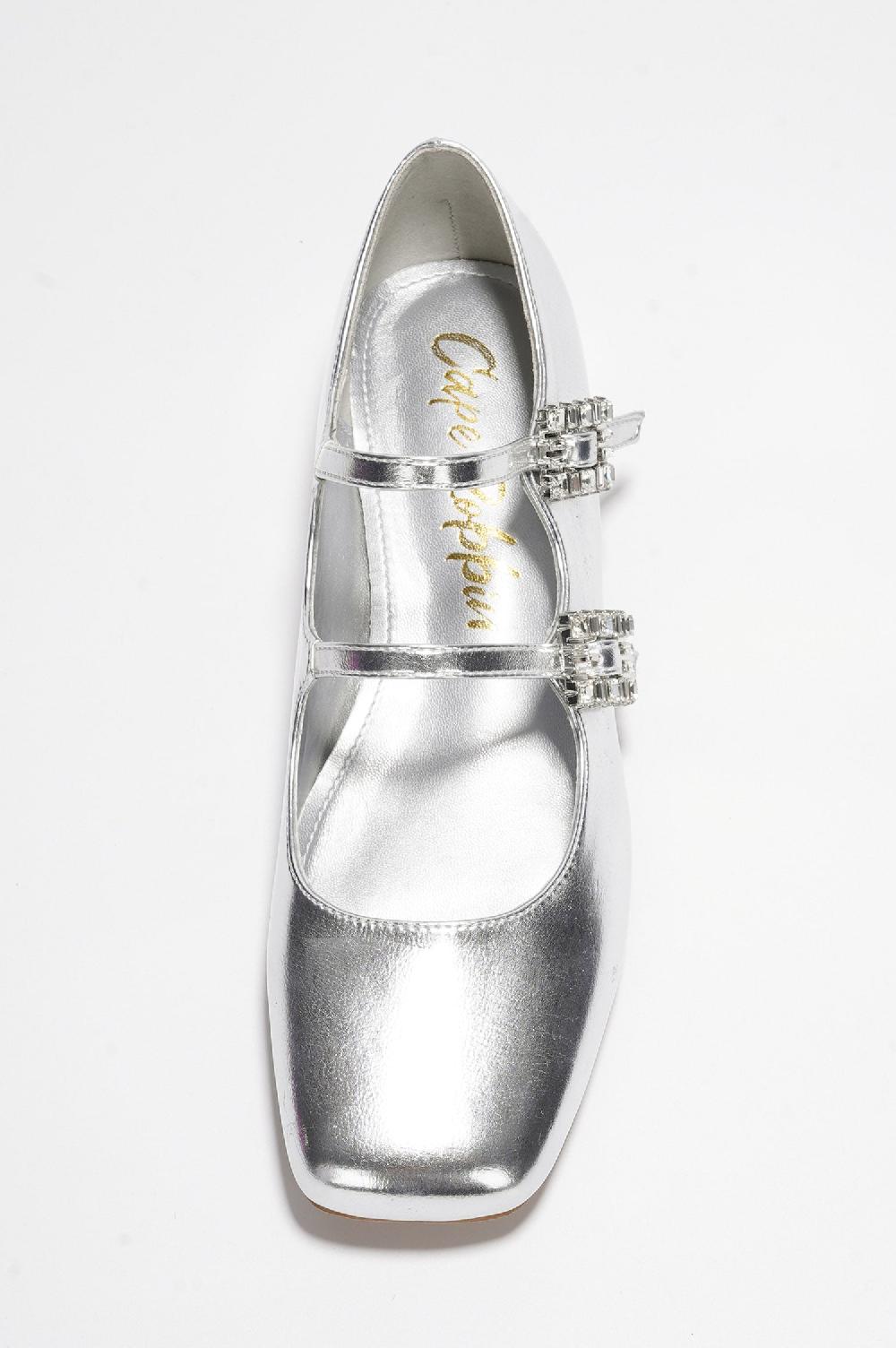 Cape Robbin Harri Metallic Leather Mary Jane Heels - Silver
