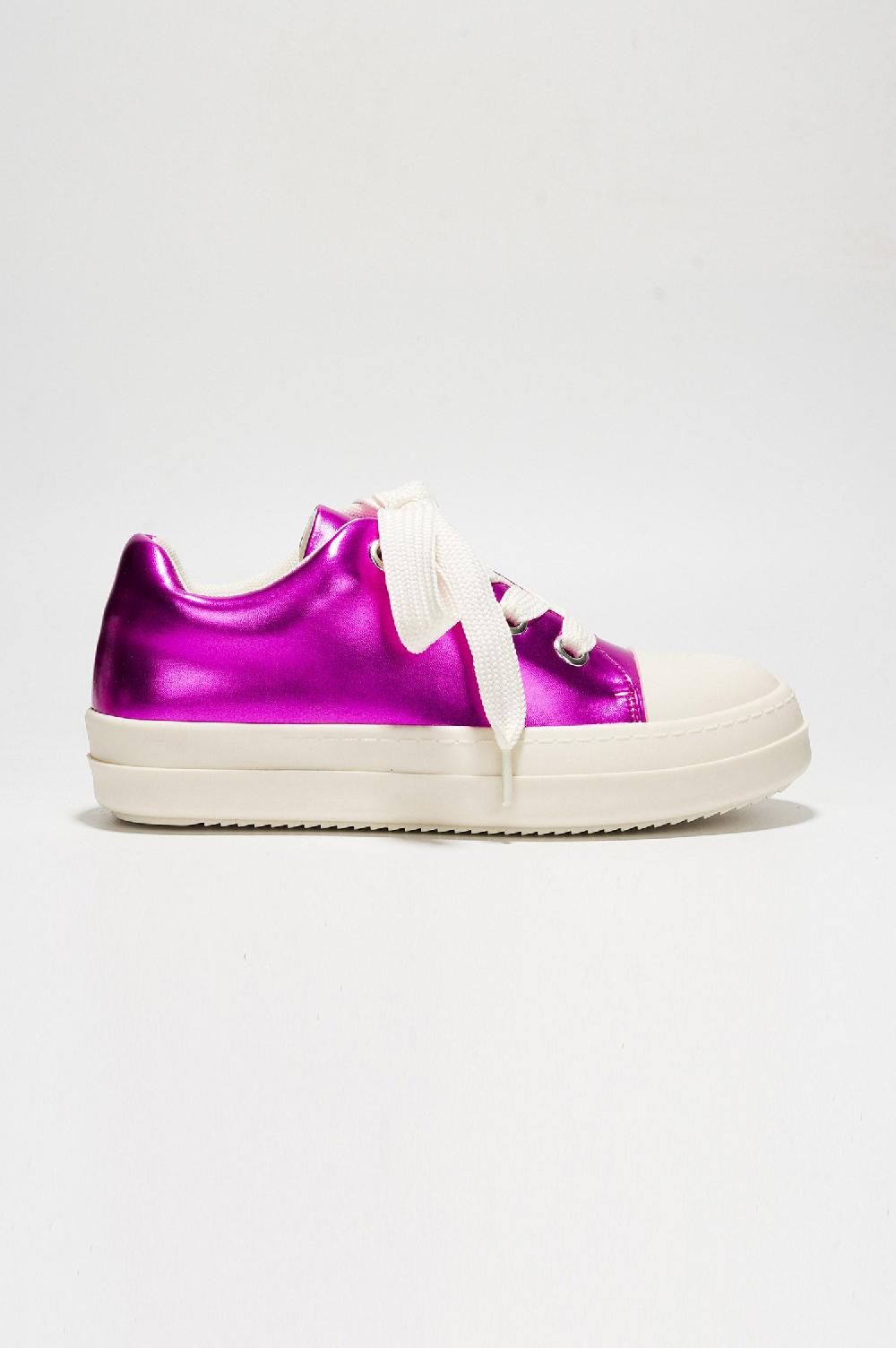 Cape Robbin Heath Low Top Lug Sole Thick Lace Flat Sneaker - Pink