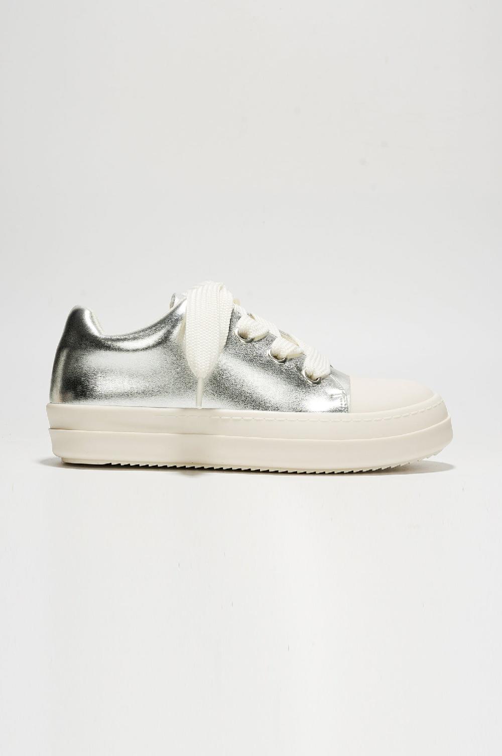 Cape Robbin Heath Low Top Lug Sole Thick Lace Flat Sneaker - Silver