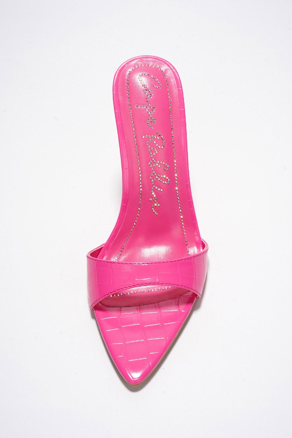 Cape Robbin Holly Croc Print Stiletto Heel Mules - Pink