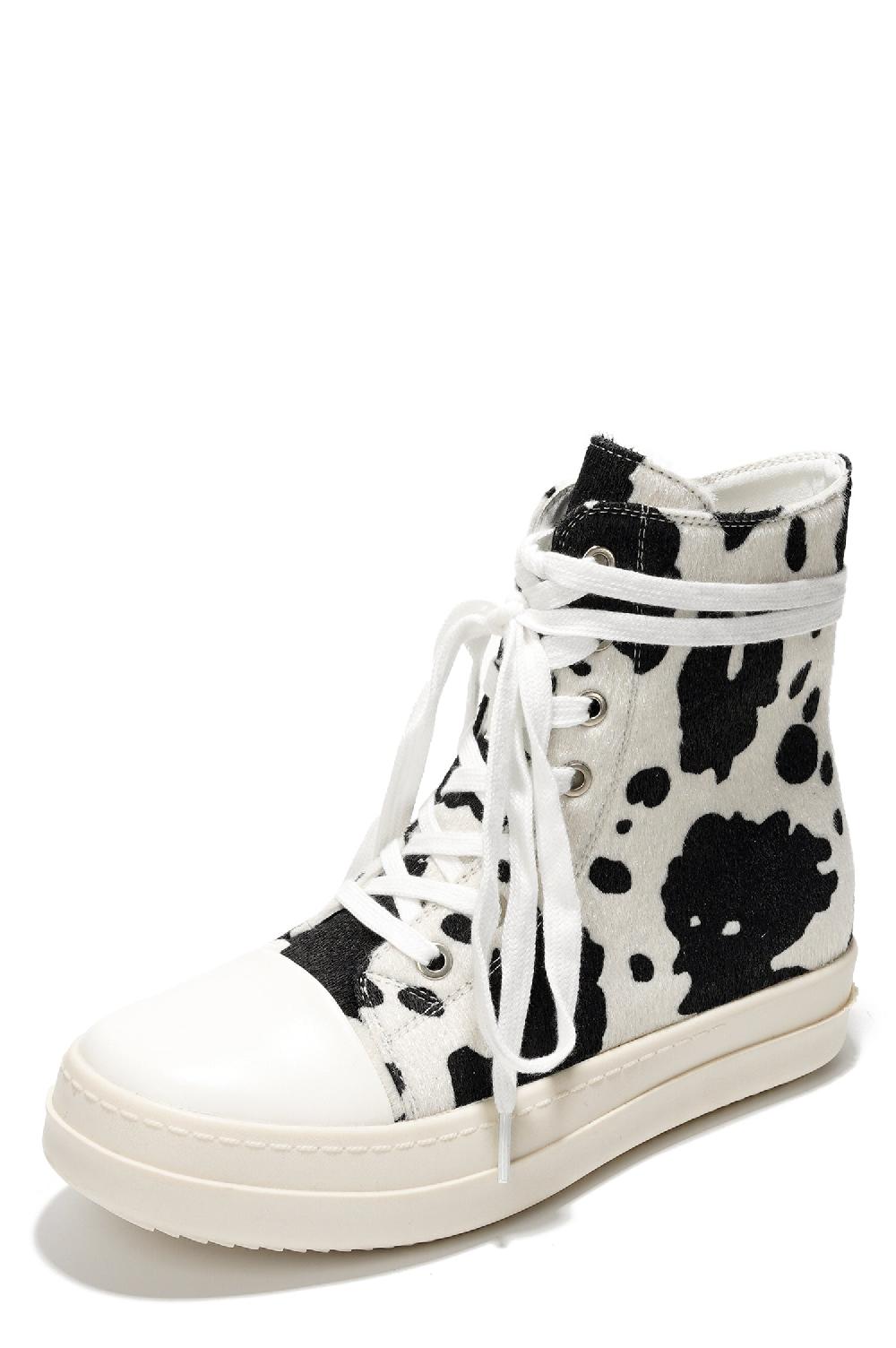 Cape Robbin Inesita Platform Lace-Up Pony Hair High-Top Sneakers - Cow