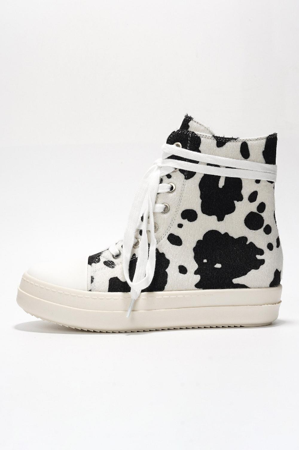 Cape Robbin Inesita Platform Lace-Up Pony Hair High-Top Sneakers - Cow