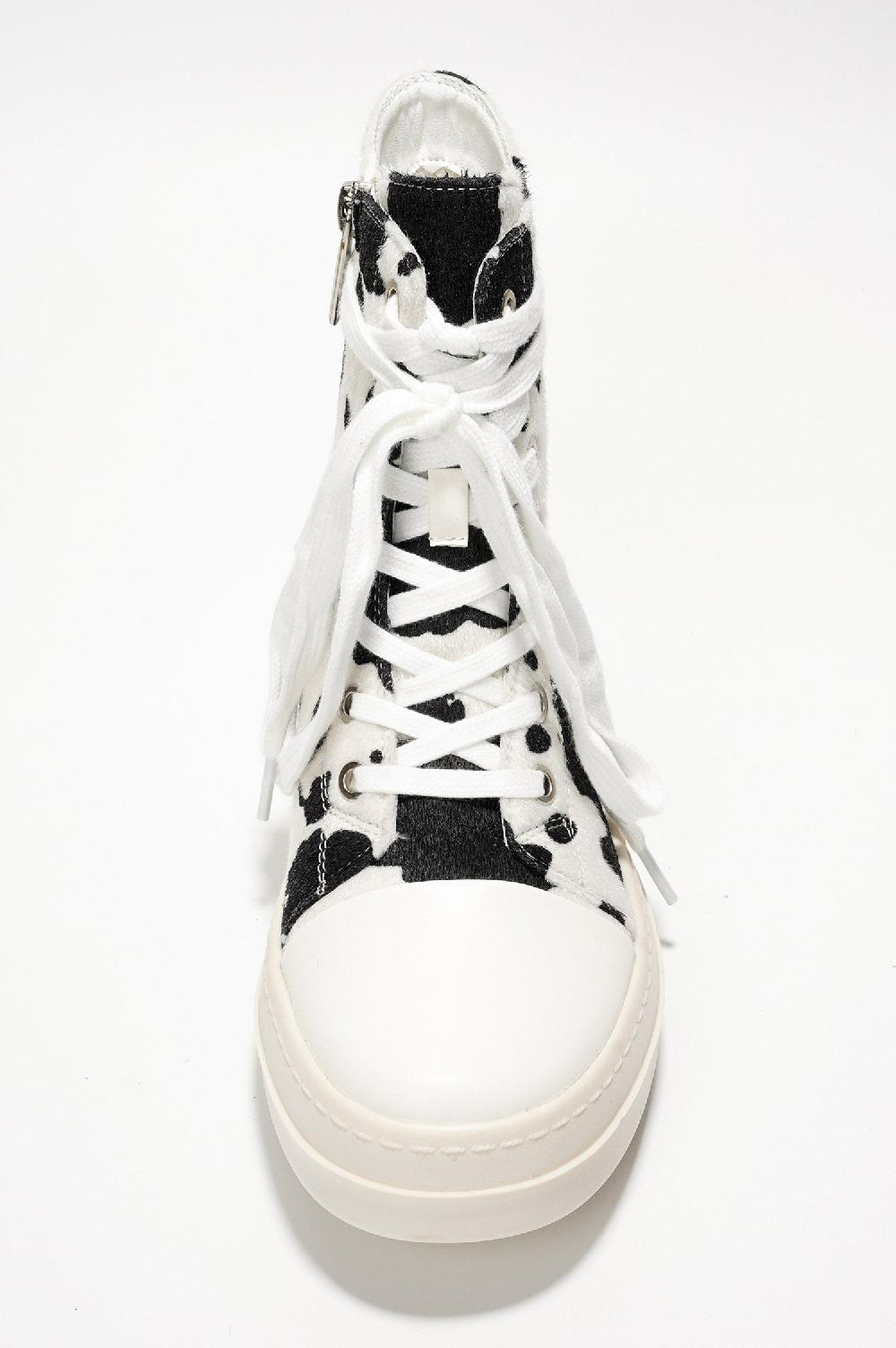 Cape Robbin Inesita Platform Lace-Up Pony Hair High-Top Sneakers - Cow
