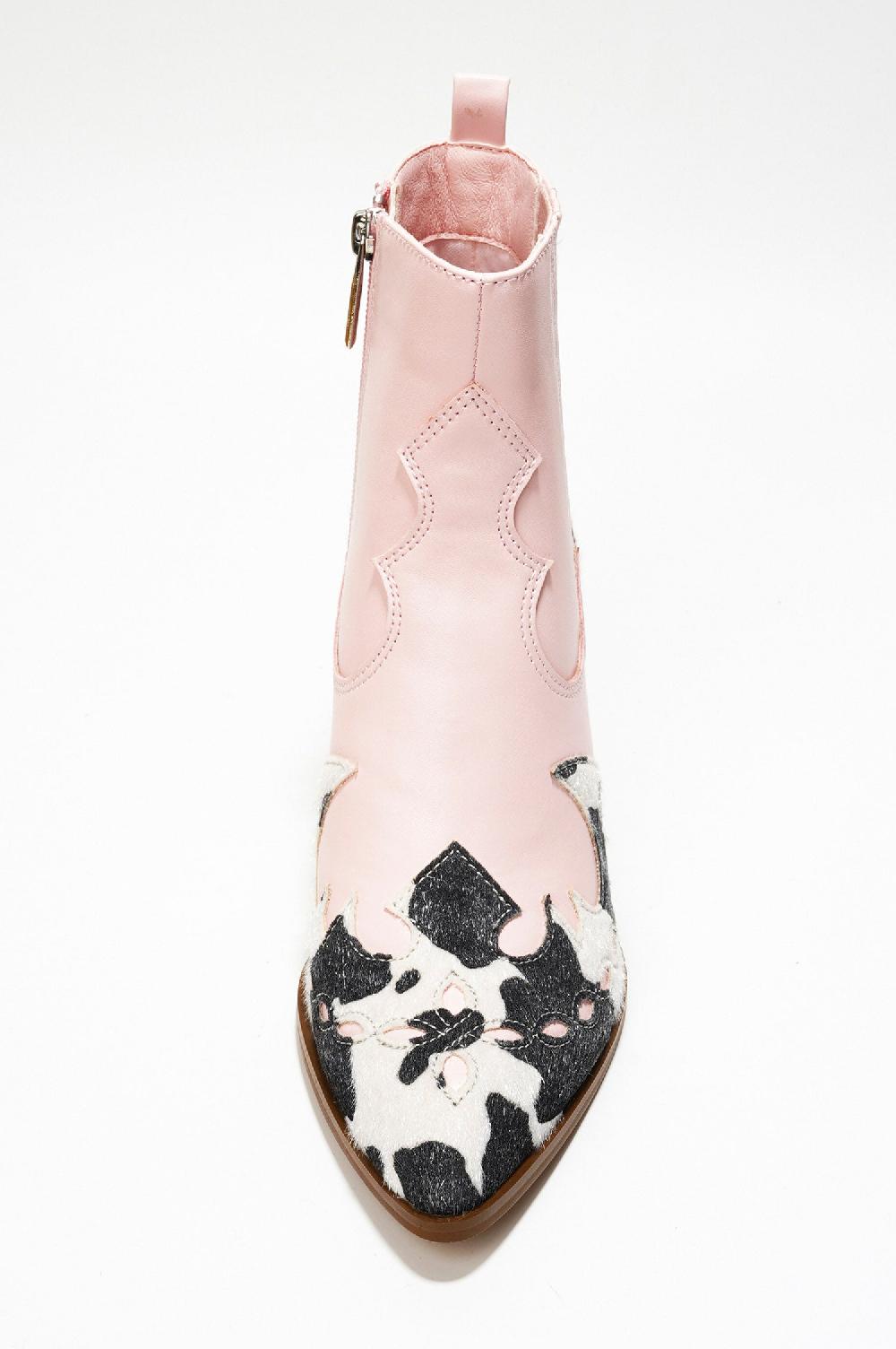 Cape Robbin Janesa Animal Print Western Ankle Boots - Pink