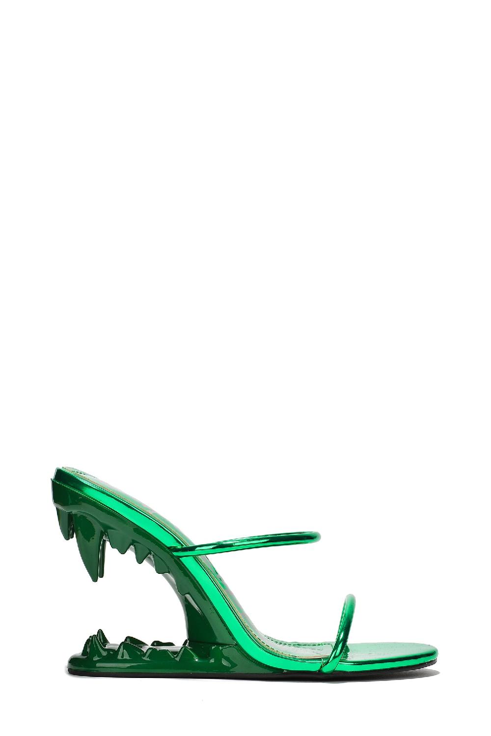 Cape Robbin Kadin Fierce Metallic Wedge High Heels - Green