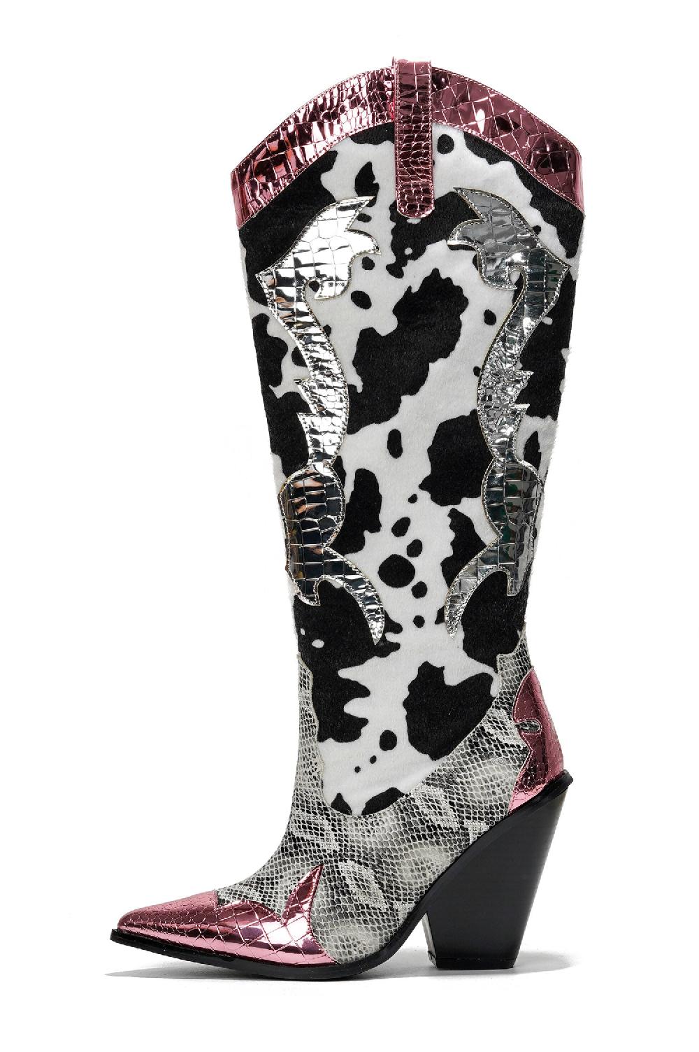 Cape Robbin Karine Animal Print Western Cowgirl Boots - Pink