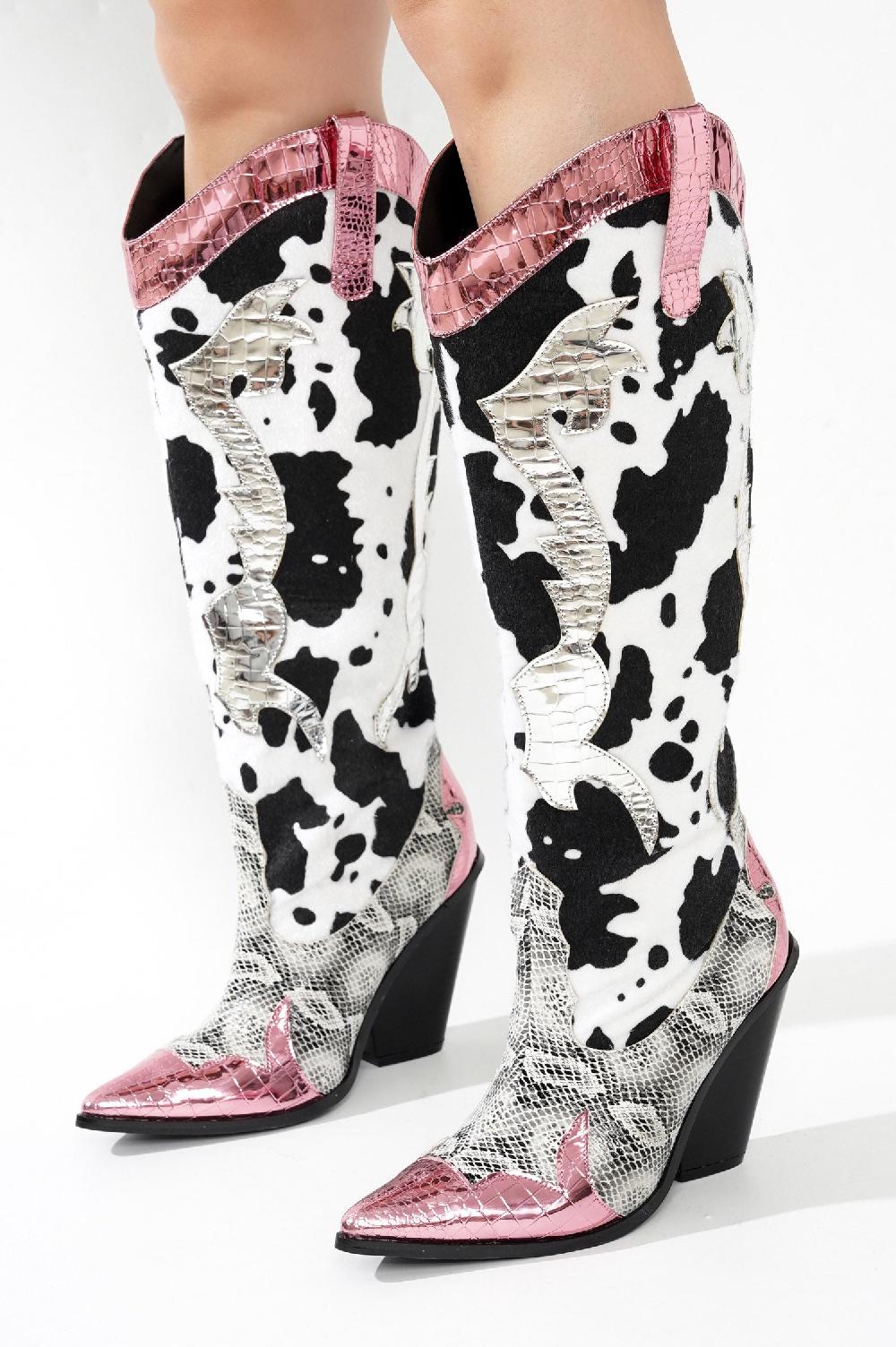 Cape Robbin Karine Animal Print Western Cowgirl Boots - Pink