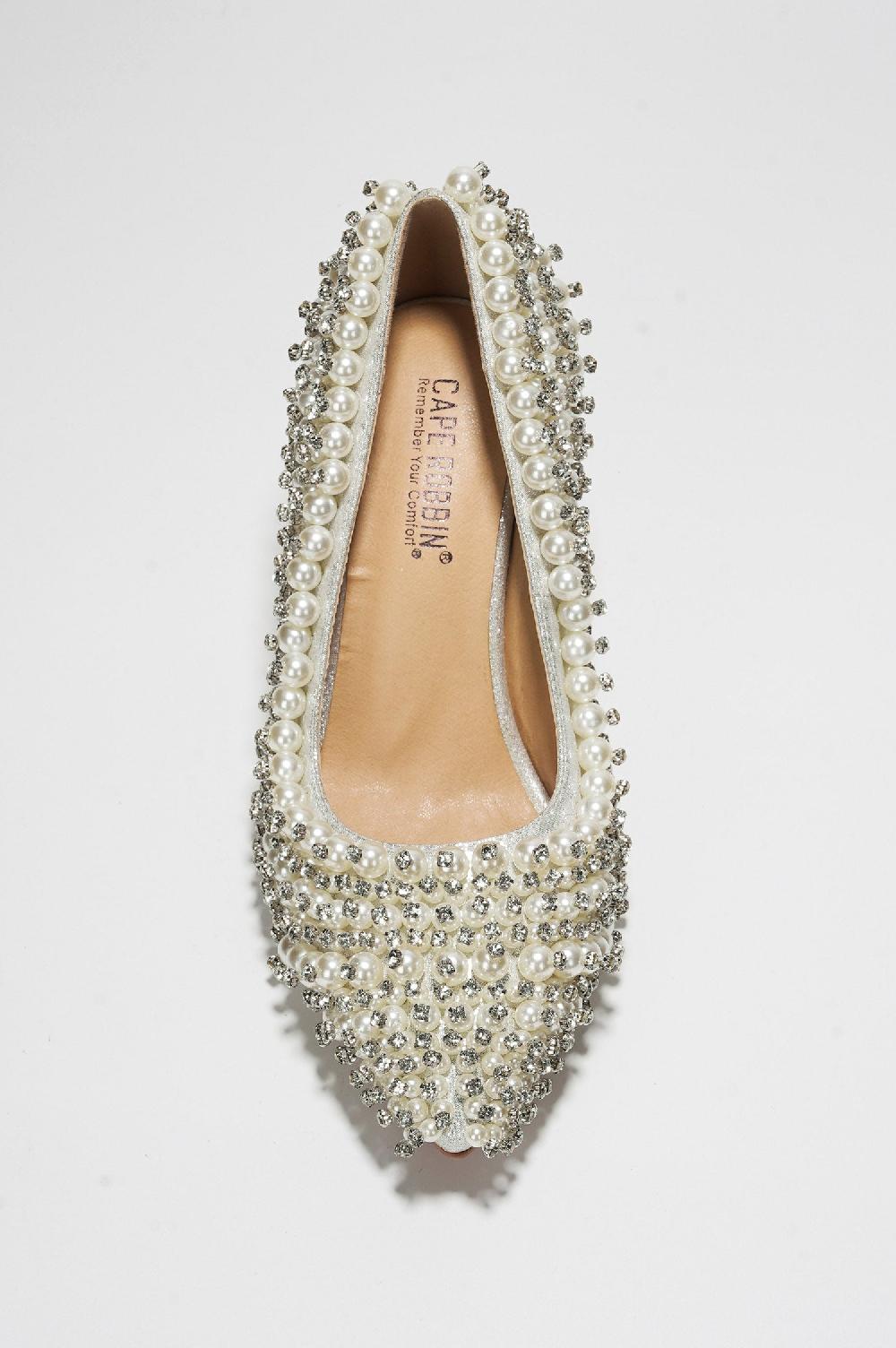 Cape Robbin Katine Luxe Pearl Crystal Stiletto Heel - White
