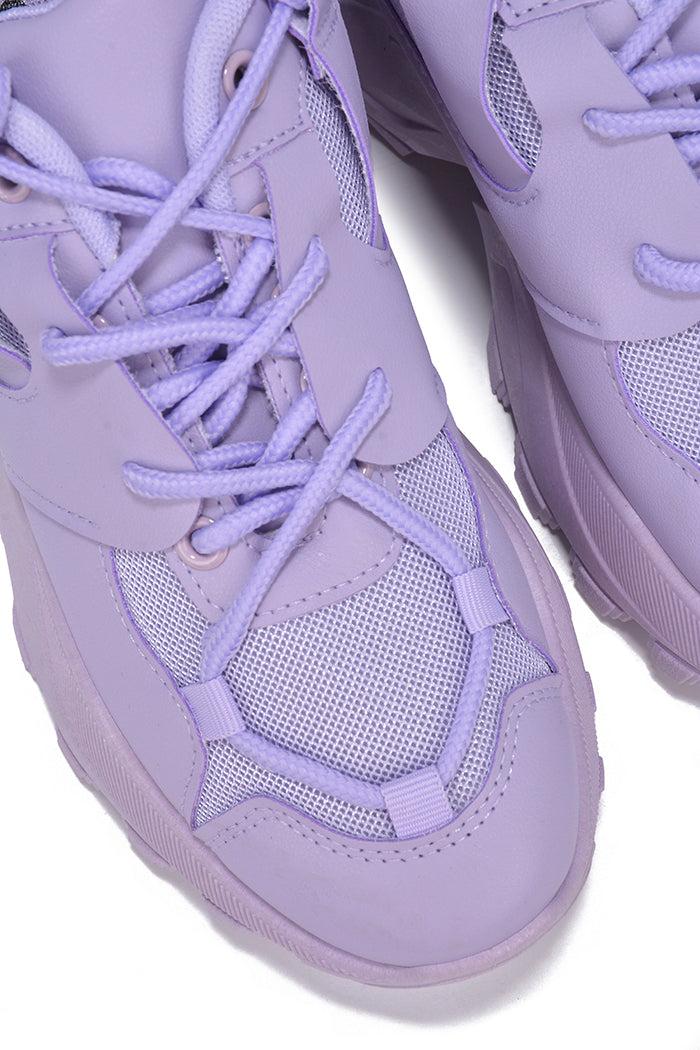 Cape Robbin Kelia Round Toe Lug Platform Low Cut Sneakers - Lilac