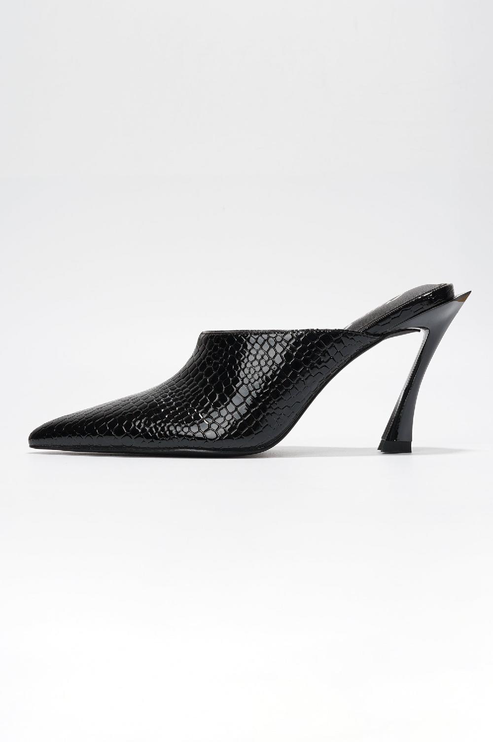 Cape Robbin Lamb Statement Pointed Toe Mule Heels - Black