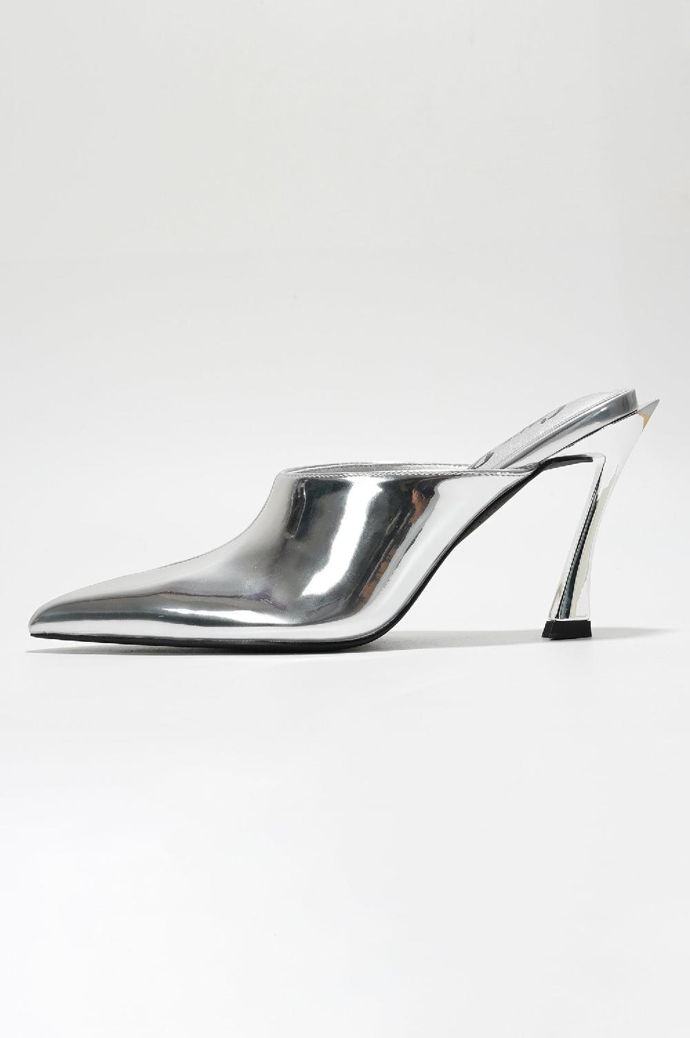 Cape Robbin Lamb Statement Pointed Toe Mule Heels - Silver