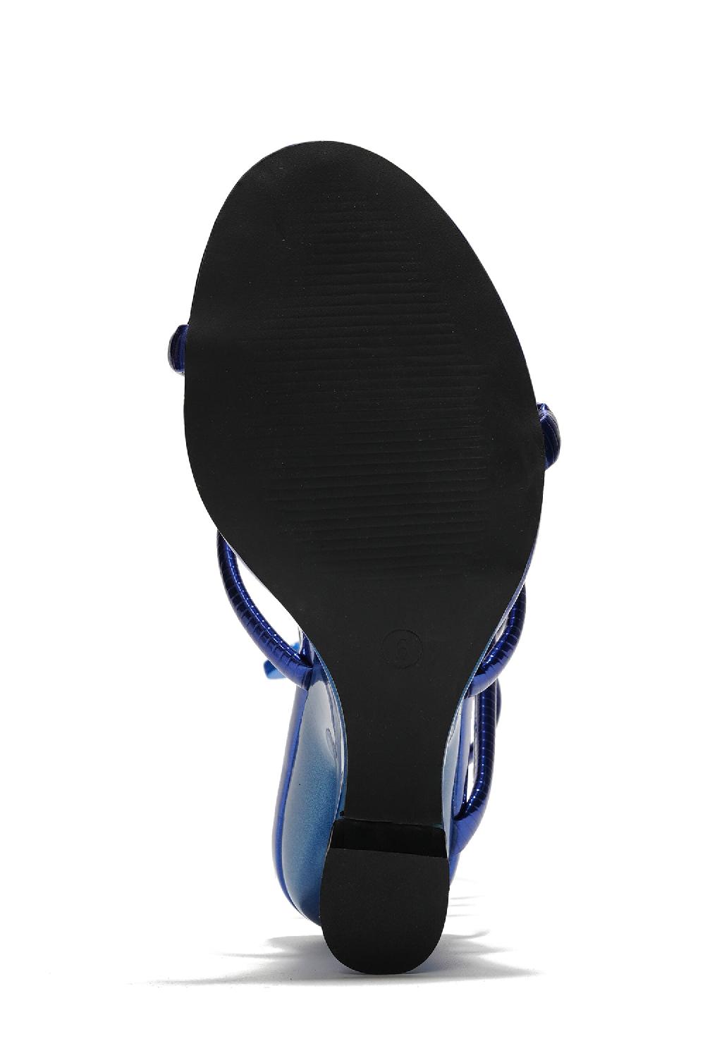 Cape Robbin Laryssa Spiral Wrap-around Strappy Heels - Blue