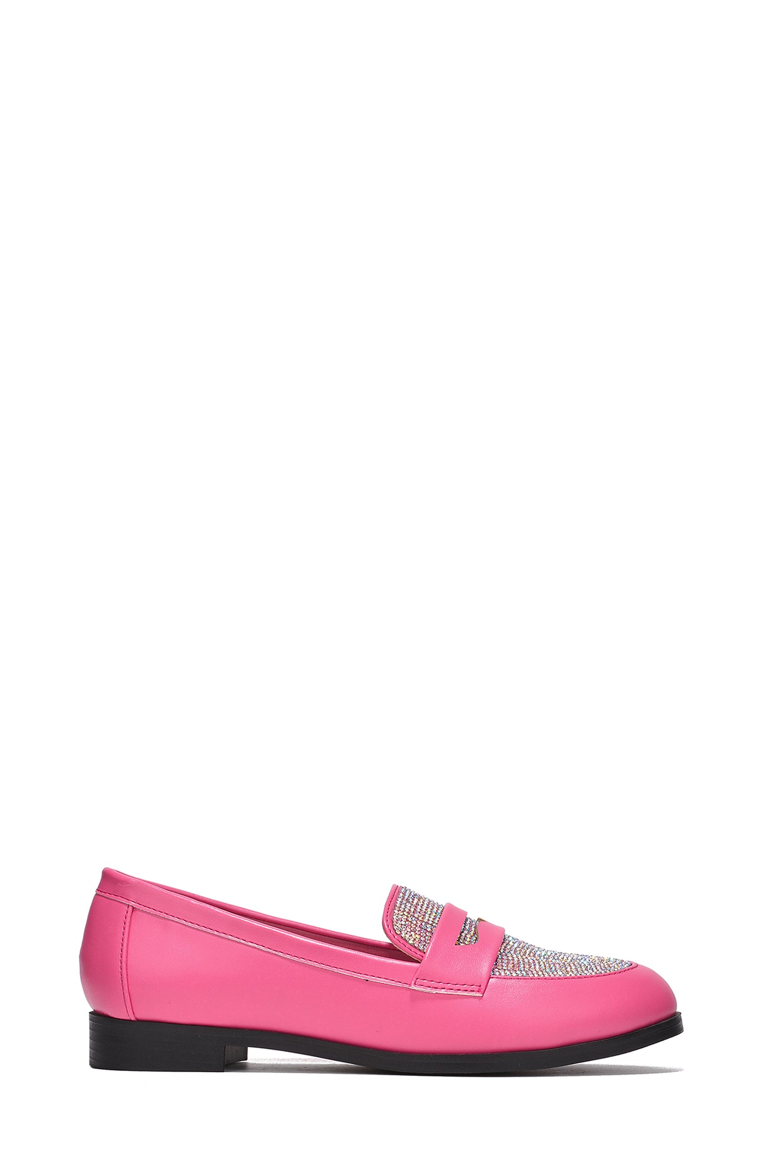 Cape Robbin Lodio Rhinestone-Coated Flat Loafers - Fuchsia