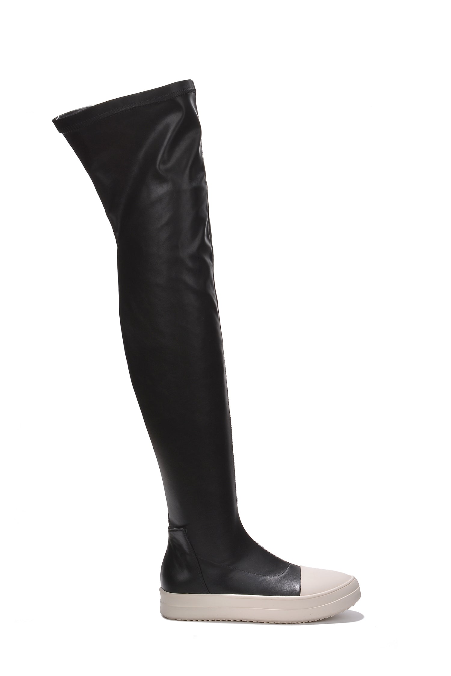 Cape Robbin Lupita Thigh High Lug Sole Flat Boots - Black