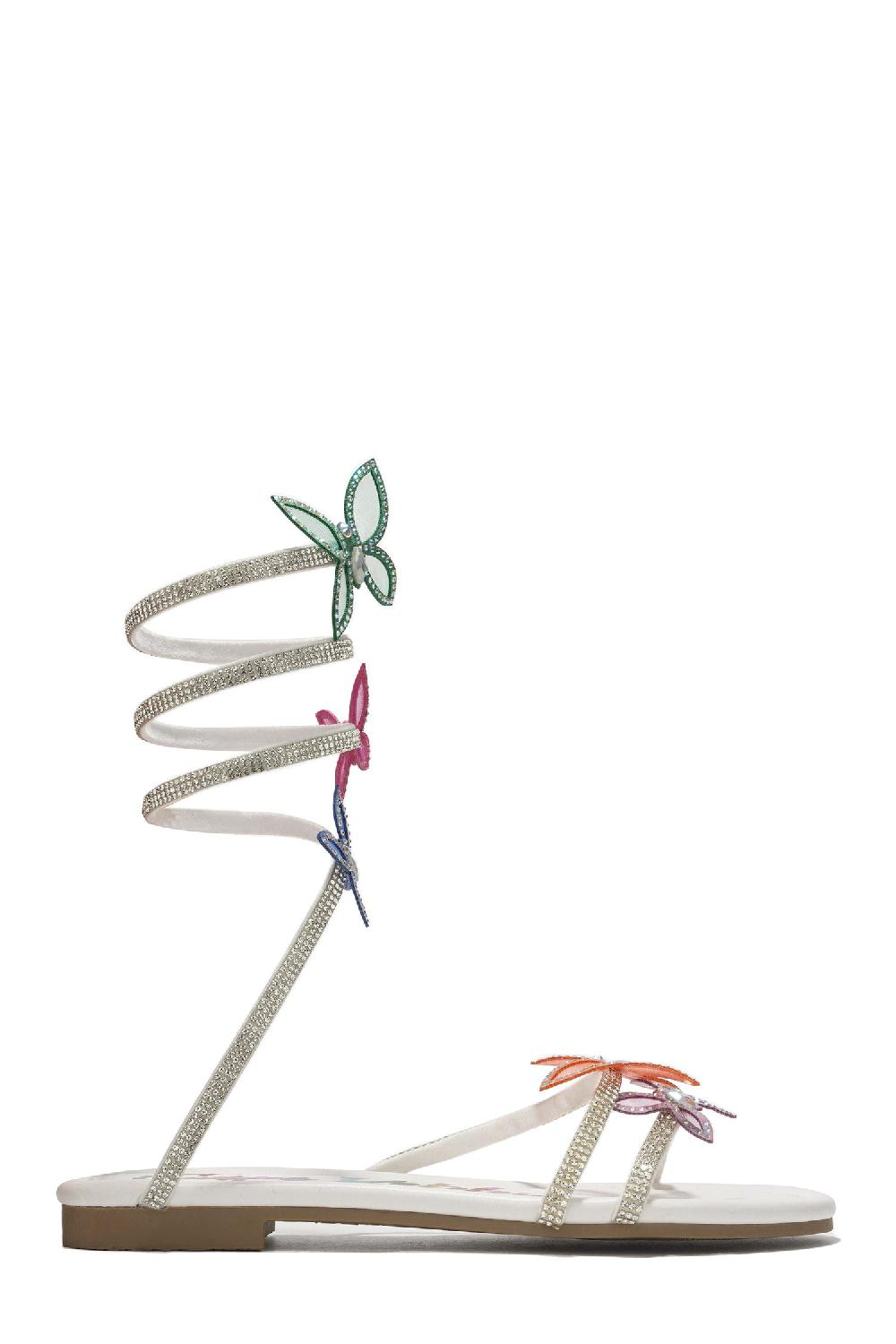 Cape Robbin Malabo Rhinestone Butterfly Round Toe Sandals - Multi