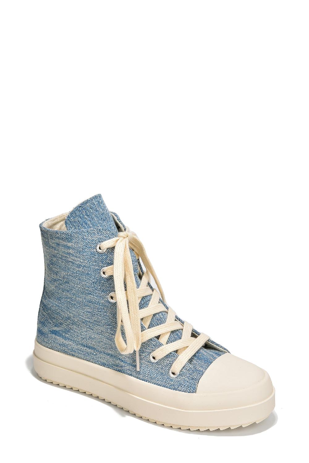 Cape Robbin Mania Lace Up High Top Lug Sole Sneakers - Denim