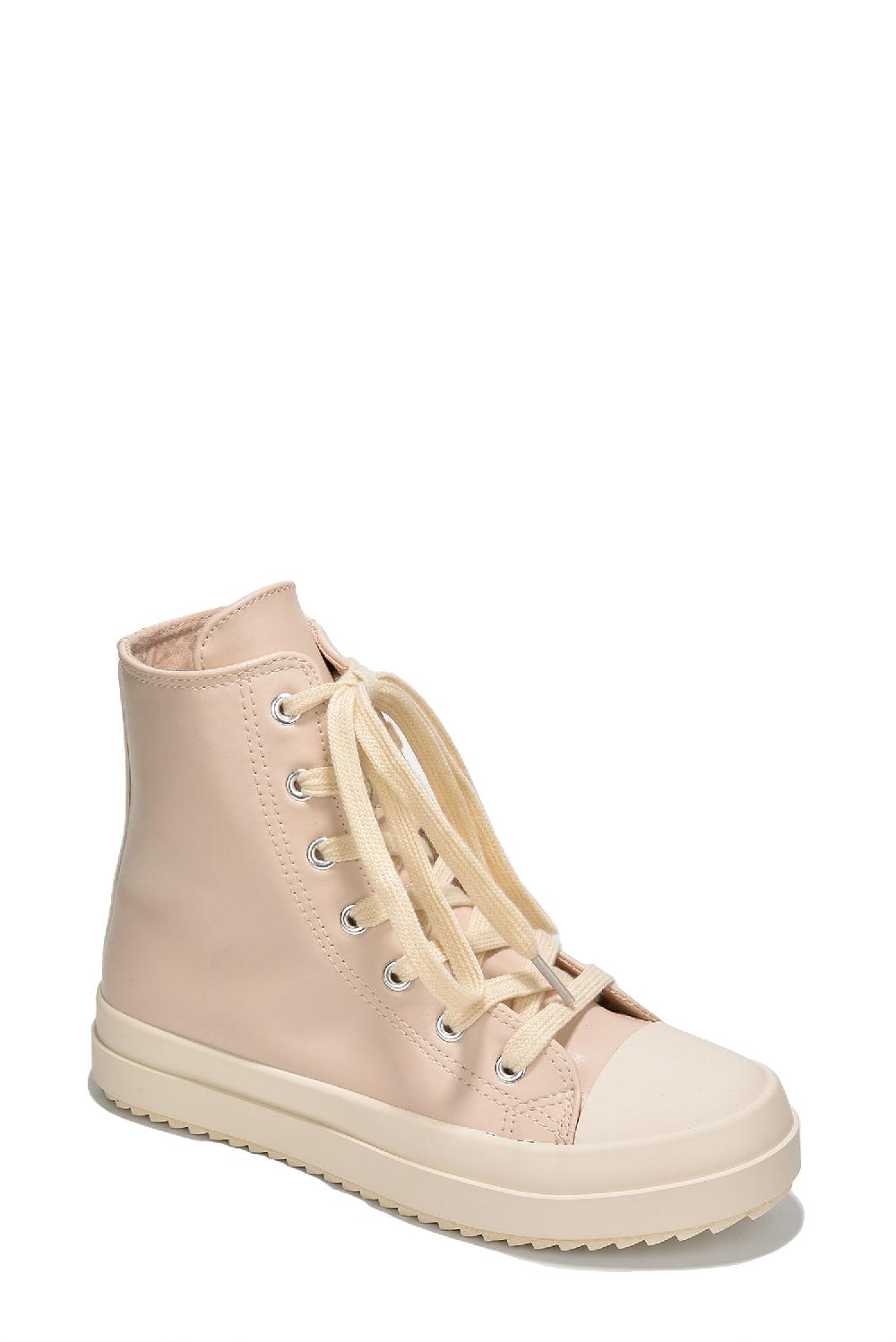 Cape Robbin Mania Lace Up High Top Lug Sole Sneakers - Ivory