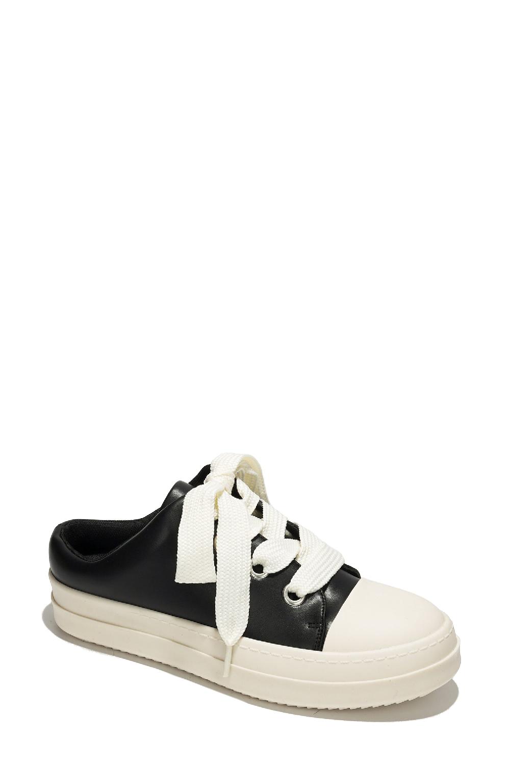 Cape Robbin Minette Slip On Lug Sole Thick Lace Sneaker - Black