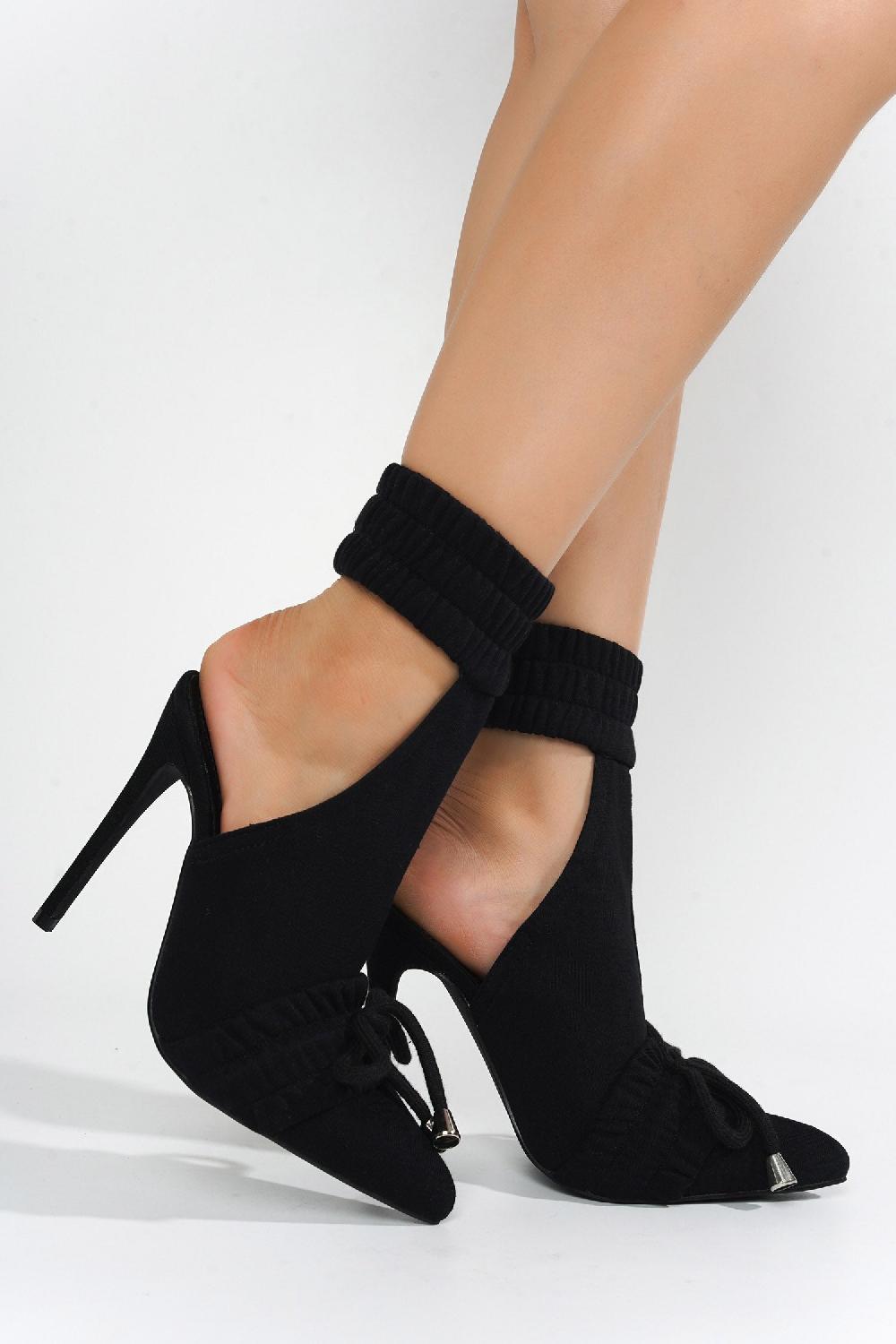 Cape Robbin Moline Pointy Toe Skinny High Heel Booties - Black