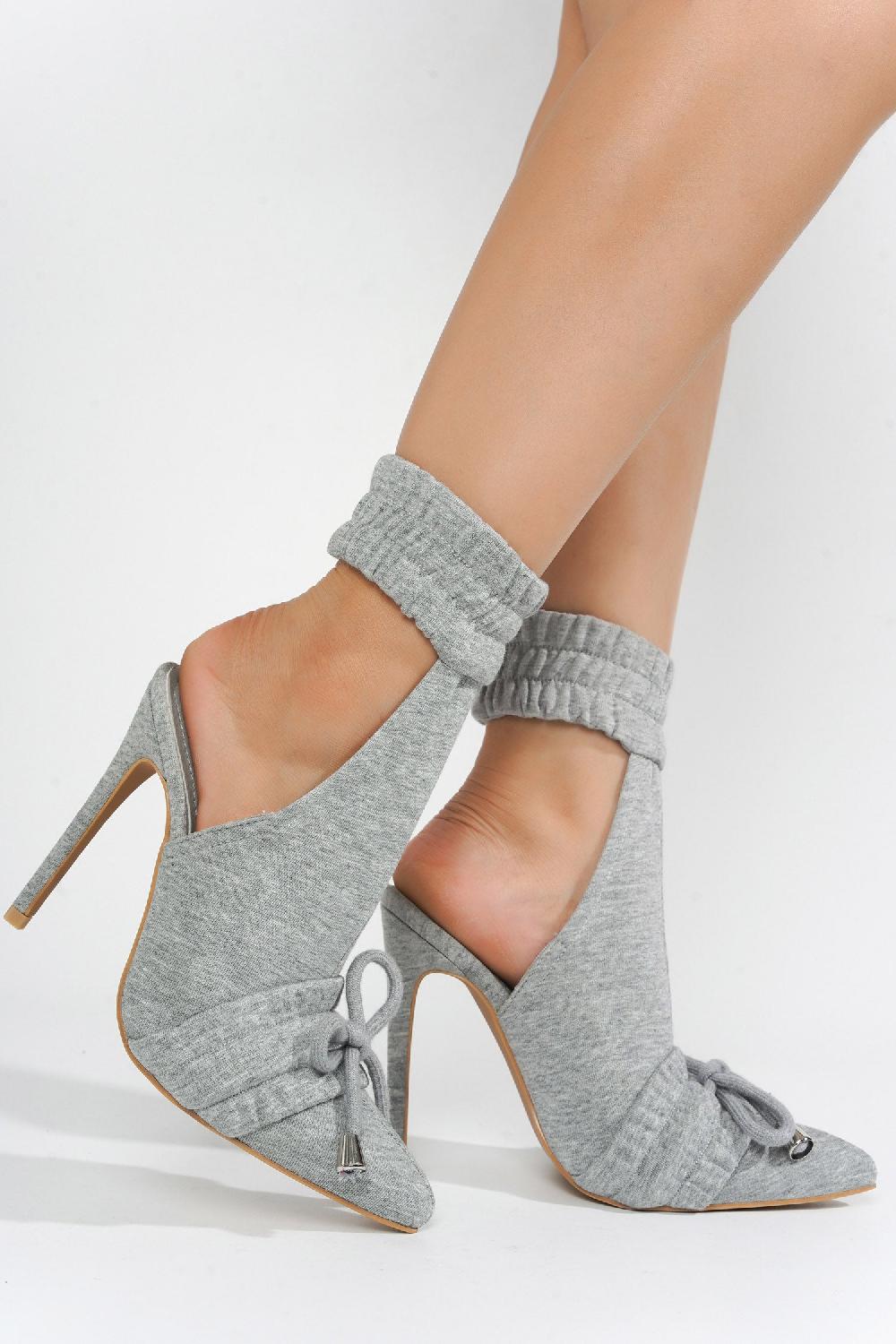 Cape Robbin Moline Pointy Toe Skinny High Heel Booties - Grey