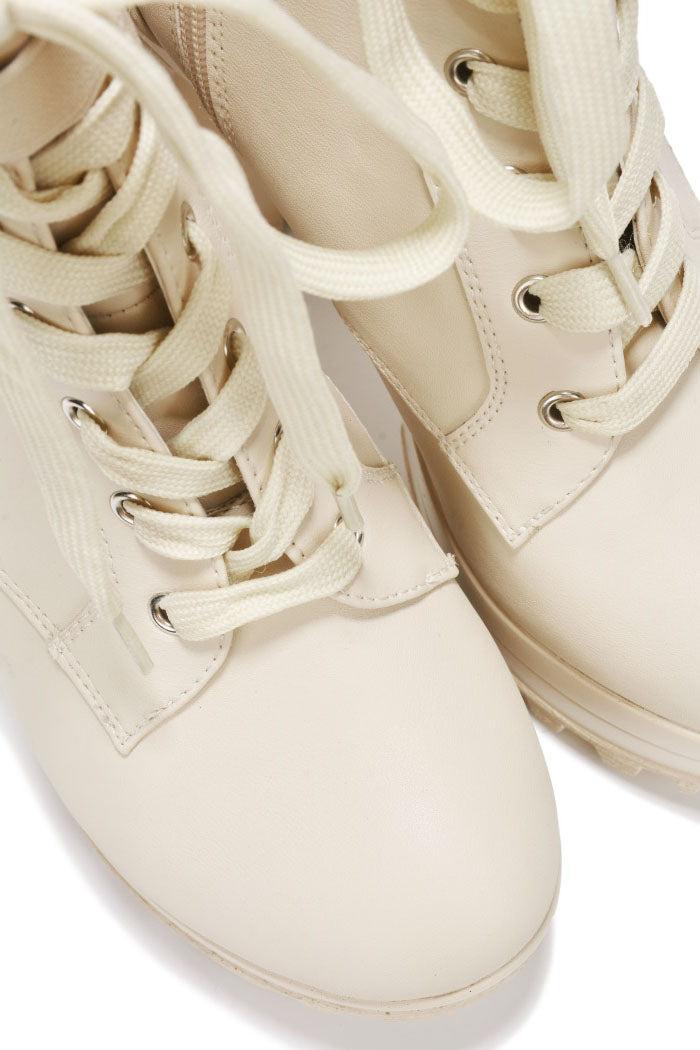 Cape Robbin Monik Round Toe Platform Block Heel Booties - Nude