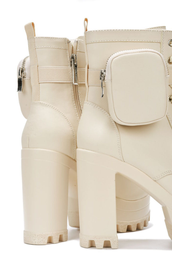 Cape Robbin Monik Round Toe Platform Block Heel Booties - Nude